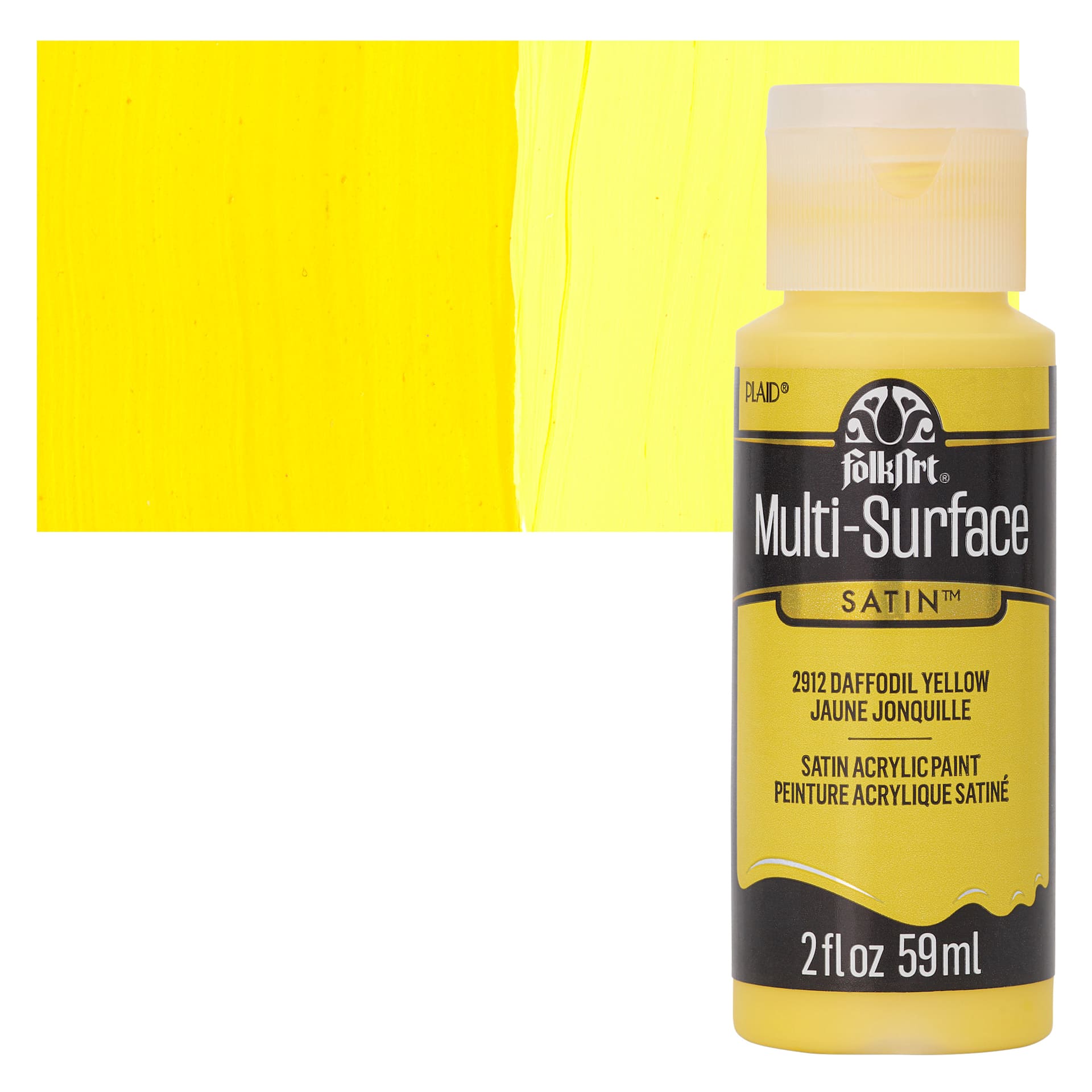 FolkArt Multi-Surface Acrylic Paint - Daffodil Yellow, 59 ml bottle and swatch