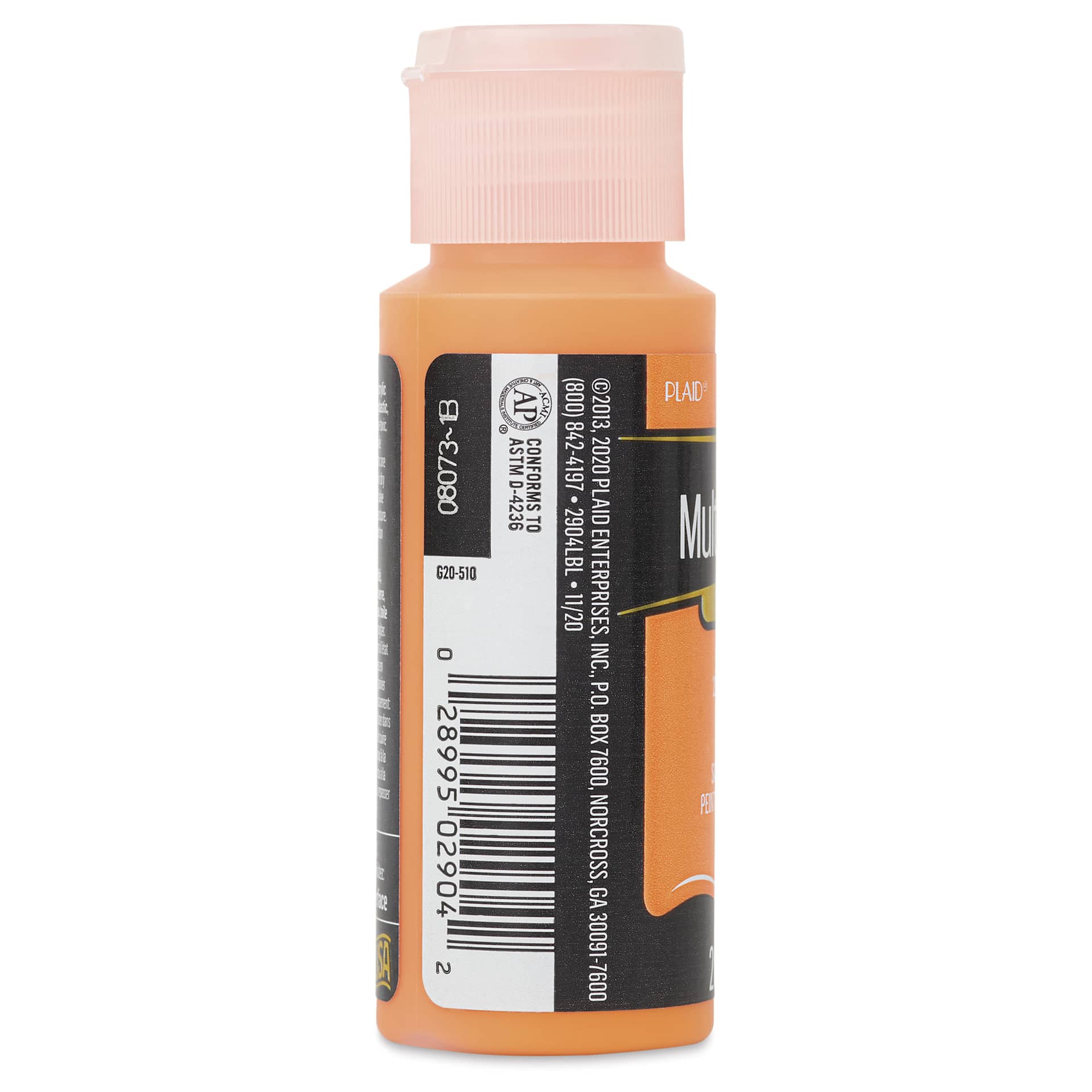 FolkArt Multi-Surface Acrylic Paint - Vivid Orange, 59 ml bottle side