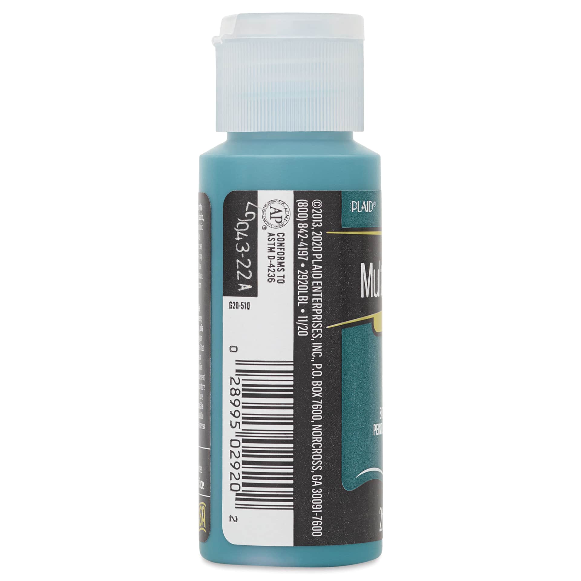 FolkArt Multi-Surface Acrylic Paint - Teal, 59 ml bottle side