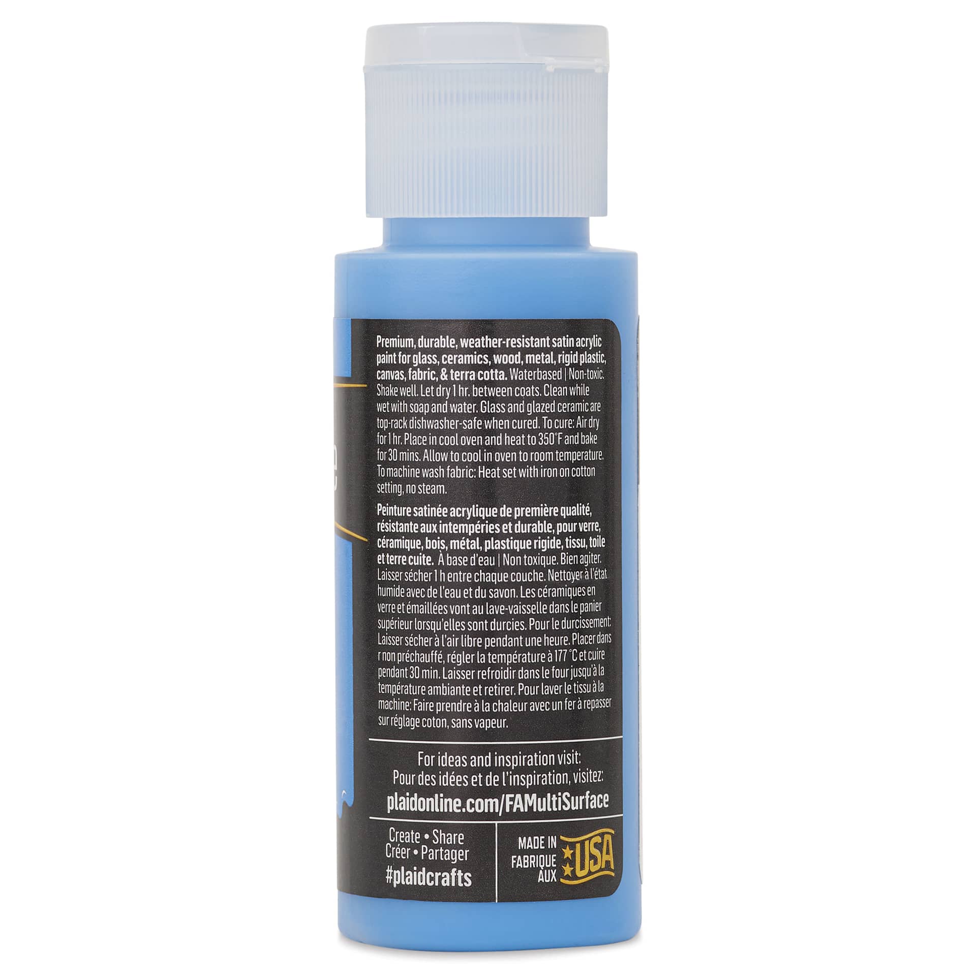 FolkArt Multi-Surface Acrylic Paint - Look At Me Blue, 59 ml bottle back