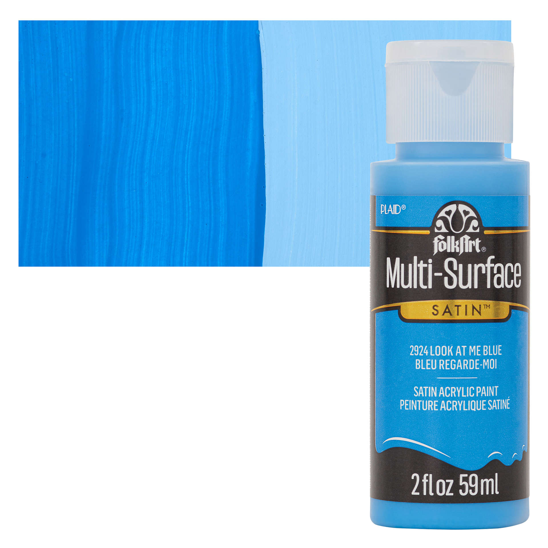 FolkArt Multi-Surface Acrylic Paint - Look At Me Blue, 59 ml bottle and swatch