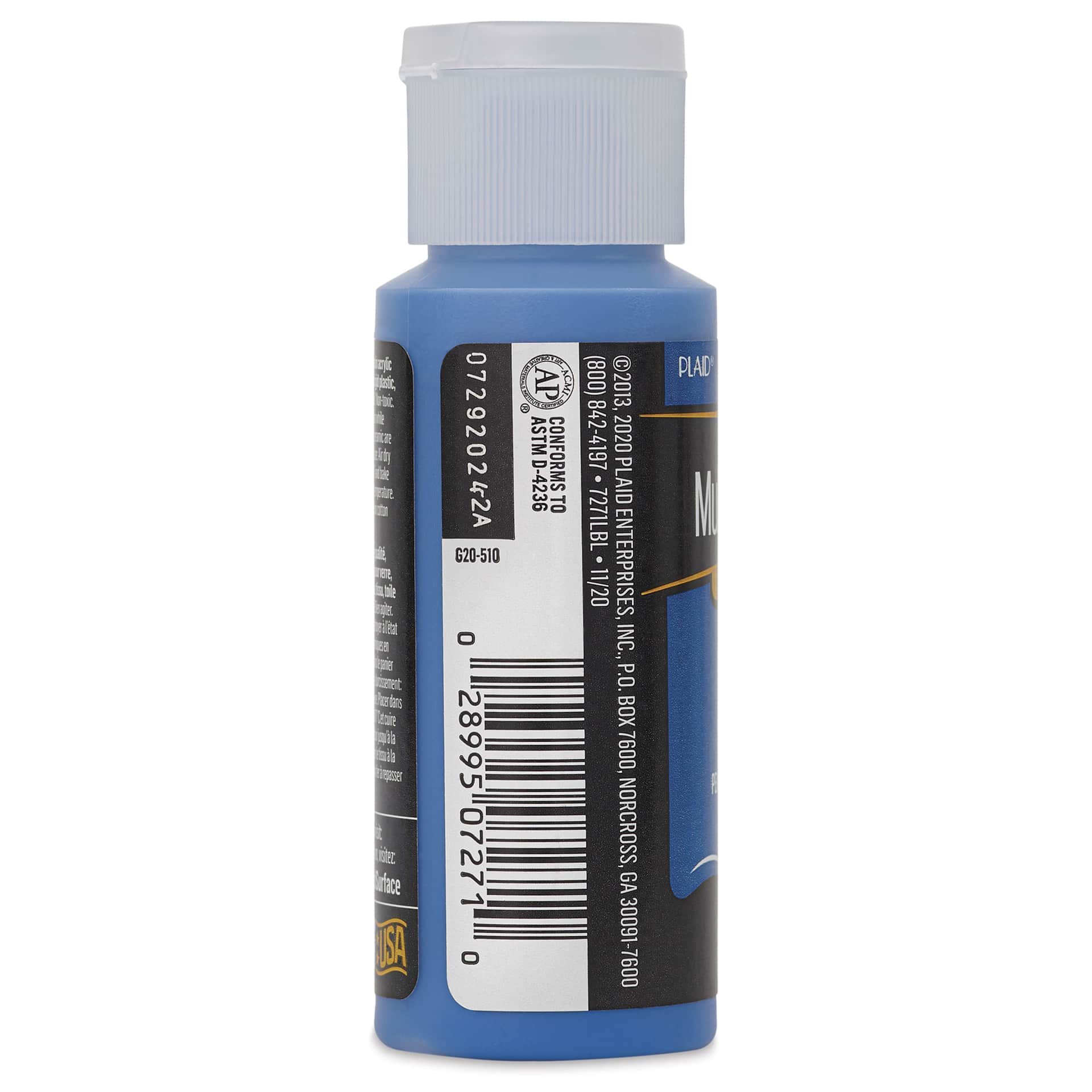 FolkArt Multi-Surface Acrylic Paint - True Blue, 59 ml bottle side