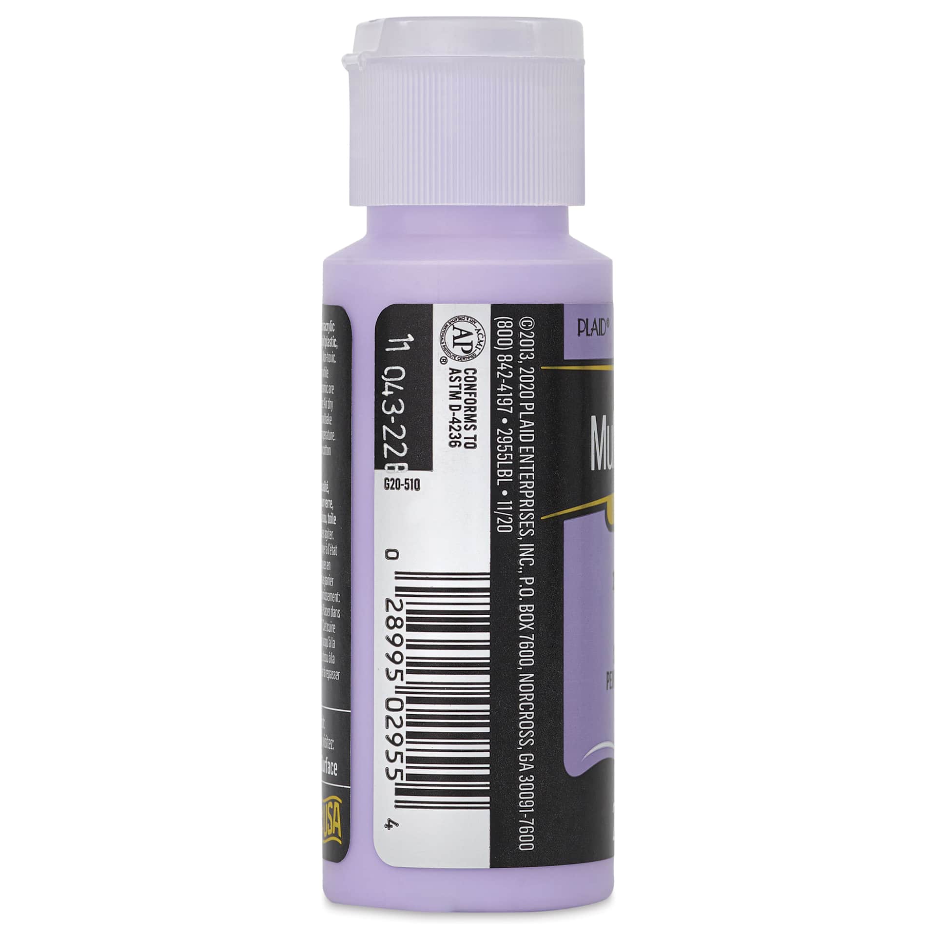FolkArt Multi-Surface Acrylic Paint - Light Lavender, 59 ml bottle side
