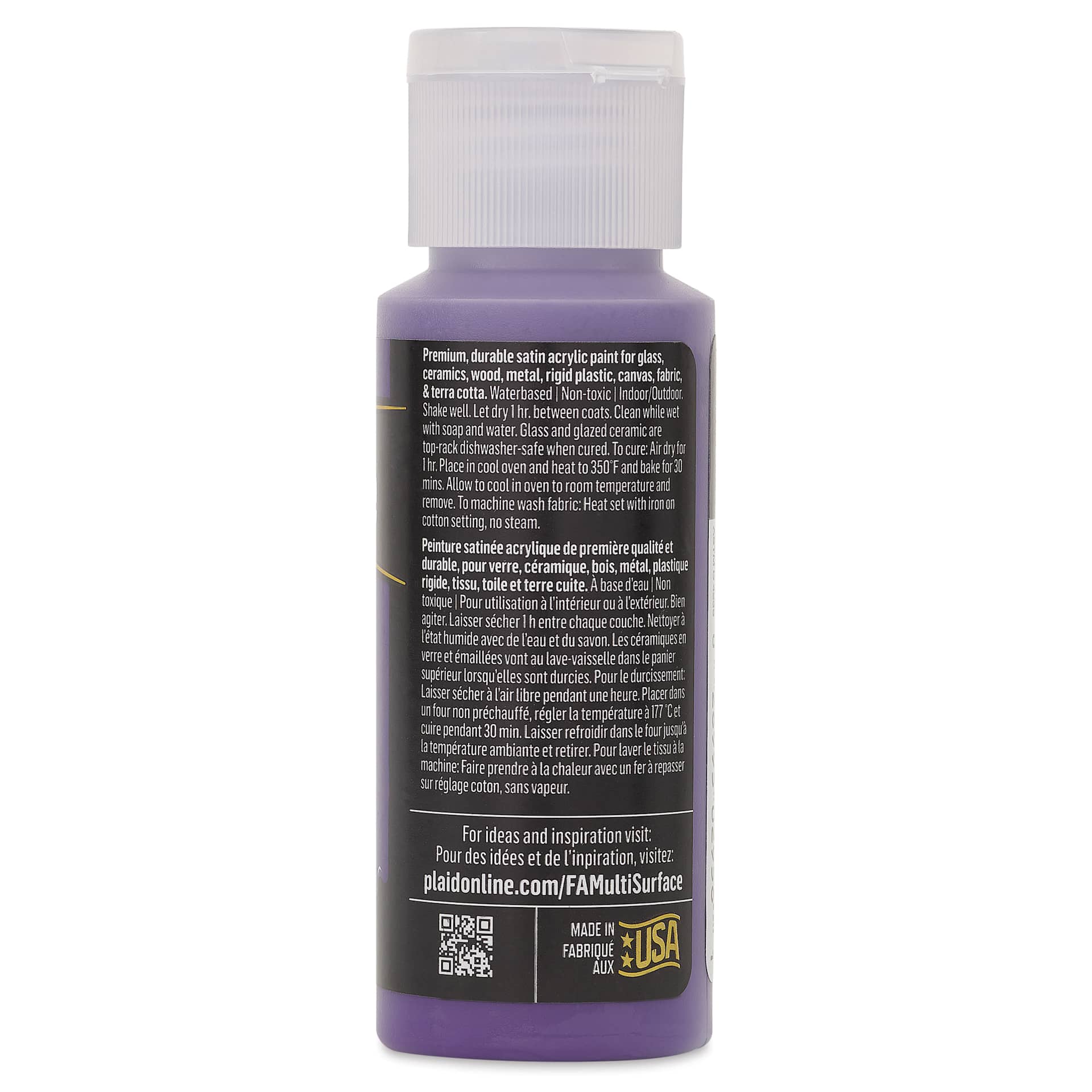 FolkArt Multi-Surface Acrylic Paint - Violet Pansy, 59 ml bottle back