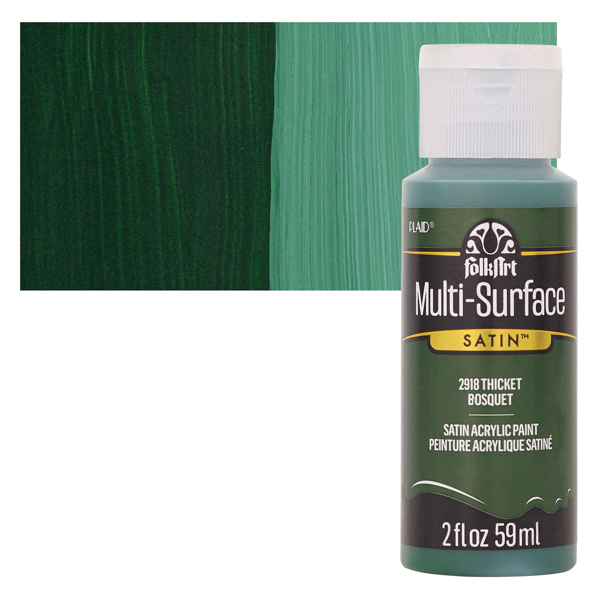FolkArt Multi-Surface Acrylic Paint - Thicket, 59 ml bottle and swatch
