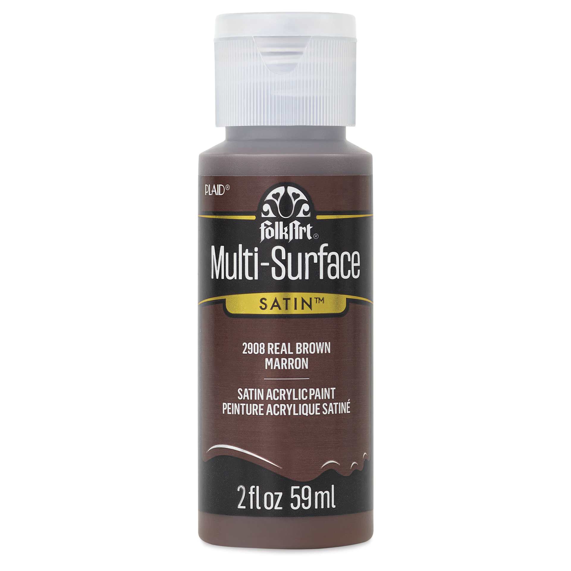 FolkArt Multi-Surface Acrylic Paint - Real Brown, 59 ml