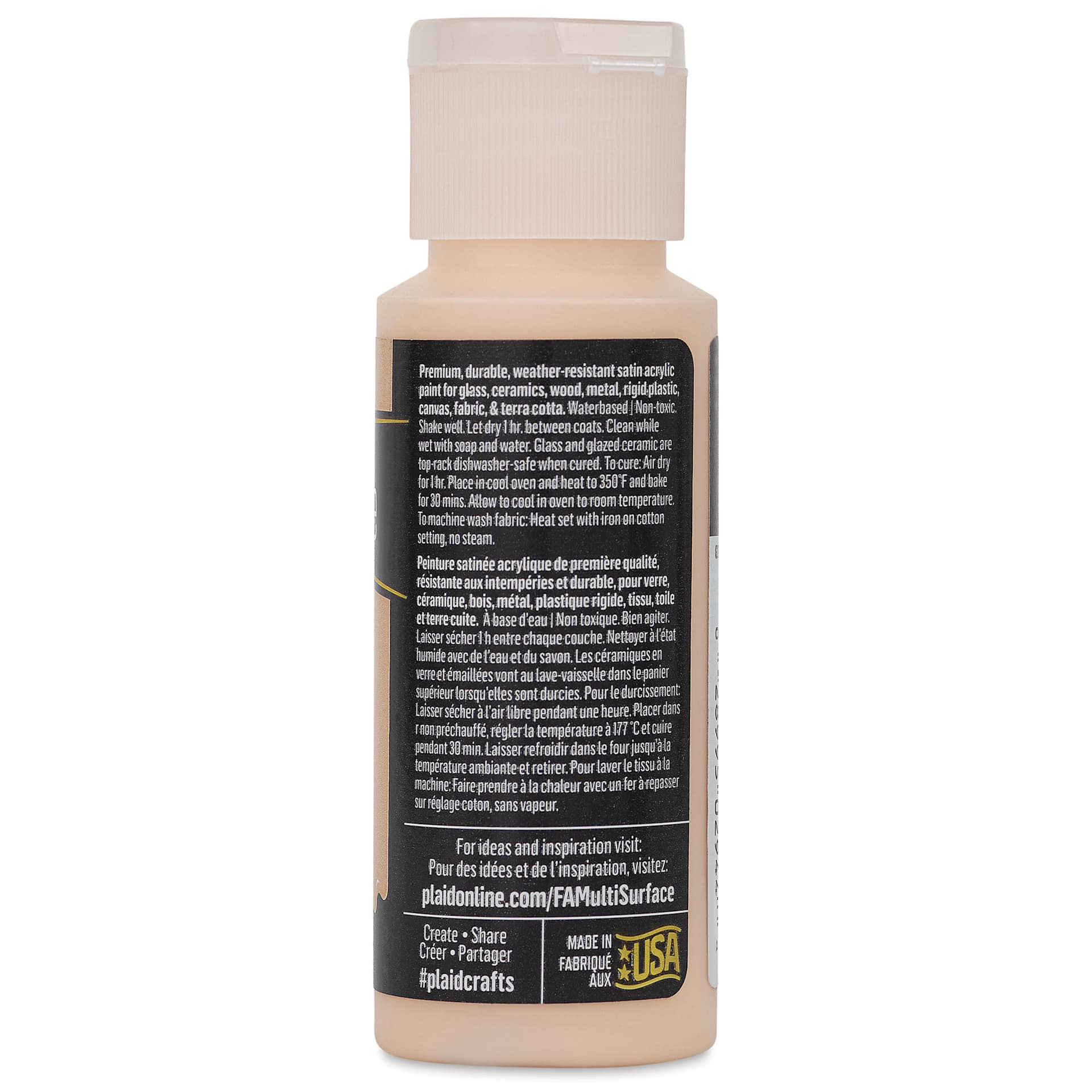 FolkArt Multi-Surface Acrylic Paint - Cool Bisque, 59 ml bottle back
