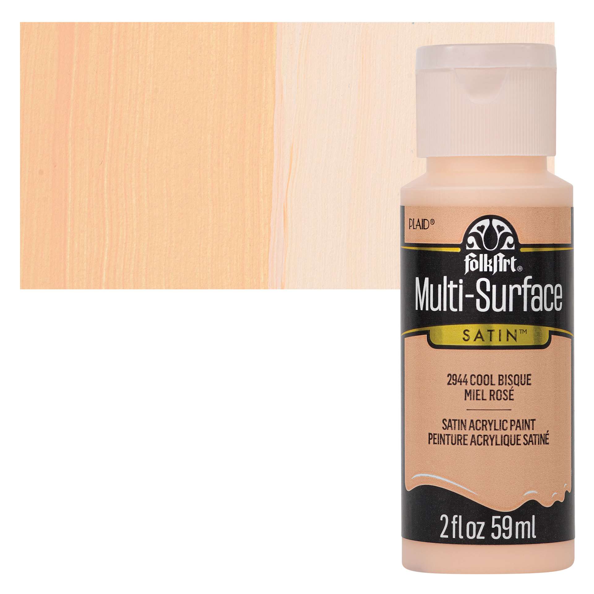 FolkArt Multi-Surface Acrylic Paint - Cool Bisque, 59 ml bottle and swatch