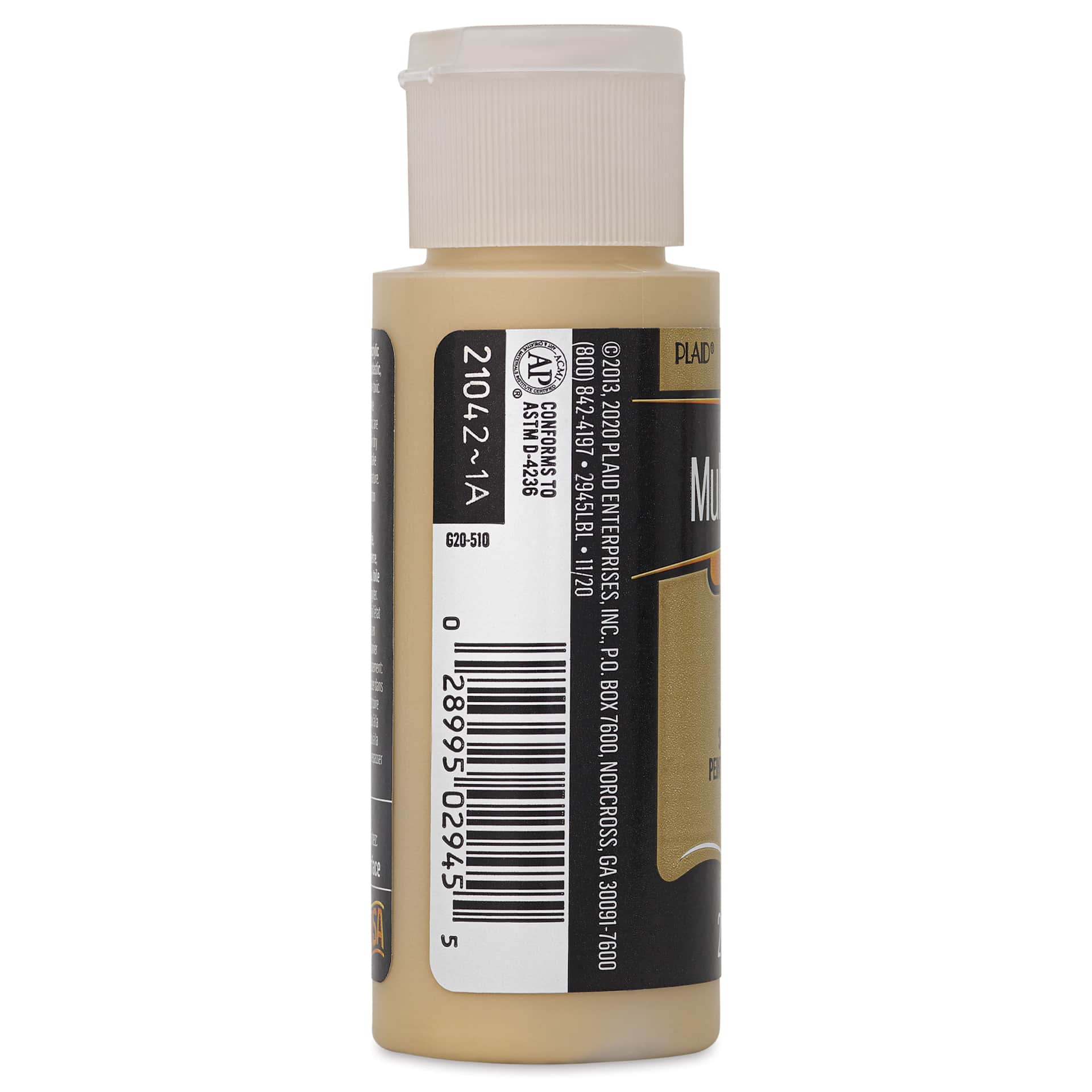 FolkArt Multi-Surface Acrylic Paint - Camel, 59 ml bottle side