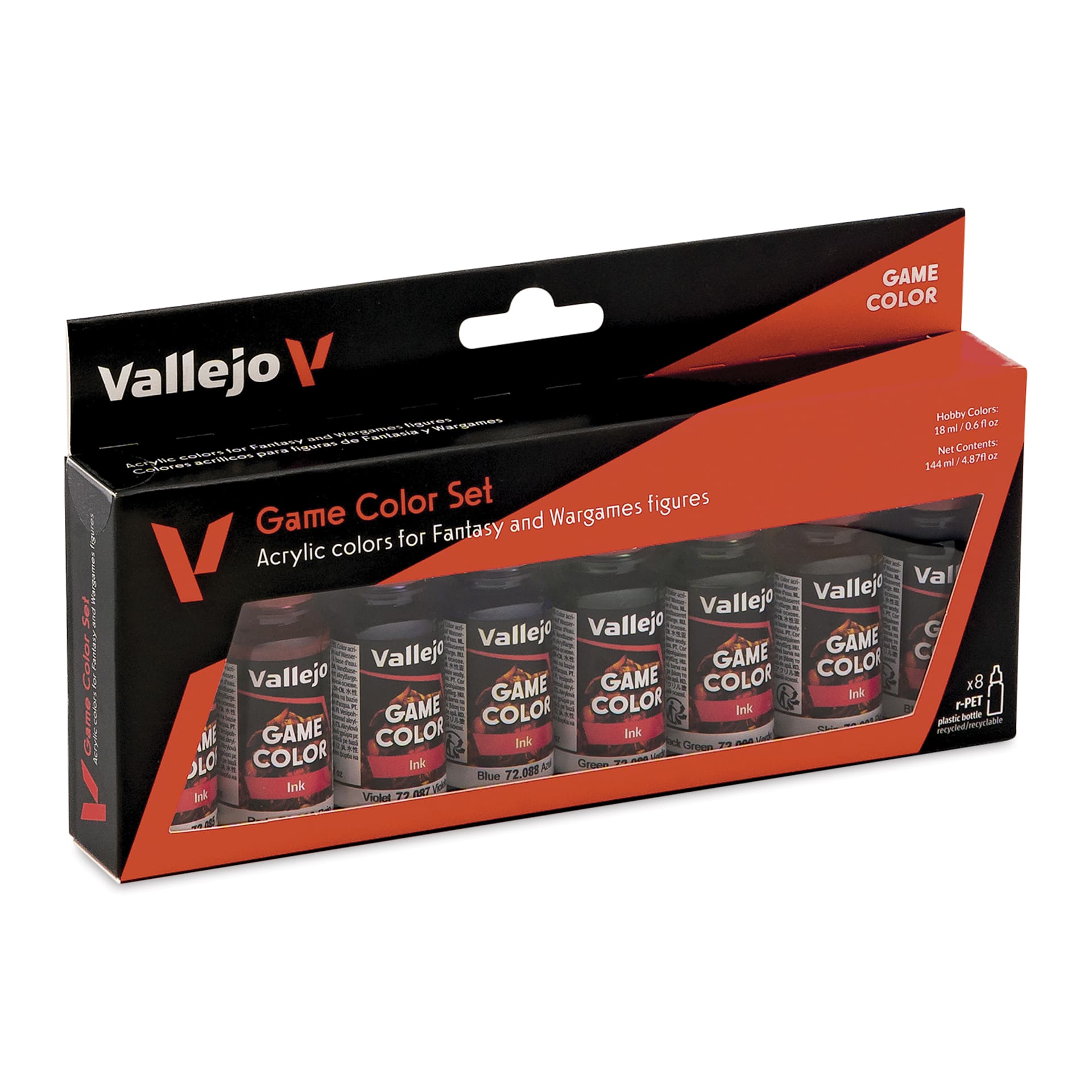 Vallejo Game Color Acrylic Ink Set - Set of 8, 18 ml Bottles front of packaging