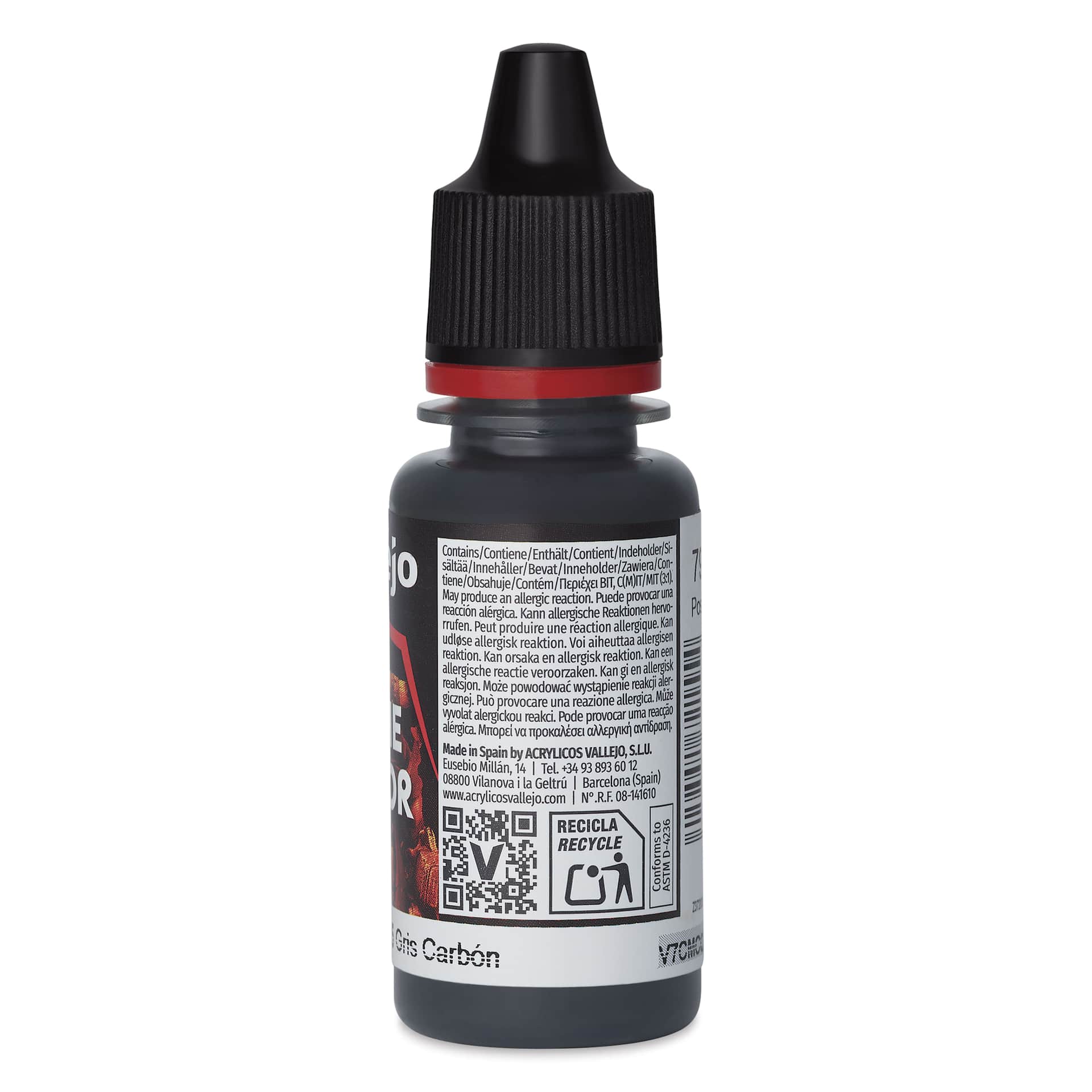 Vallejo Game Color Acrylic Paint - Charcoal, 18 ml - back