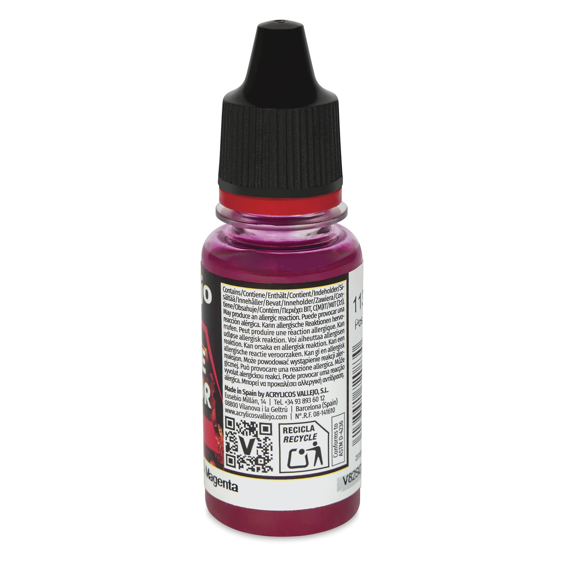 Vallejo Game Color Acrylic Ink - Magenta Ink, 18 ml - side of bottle