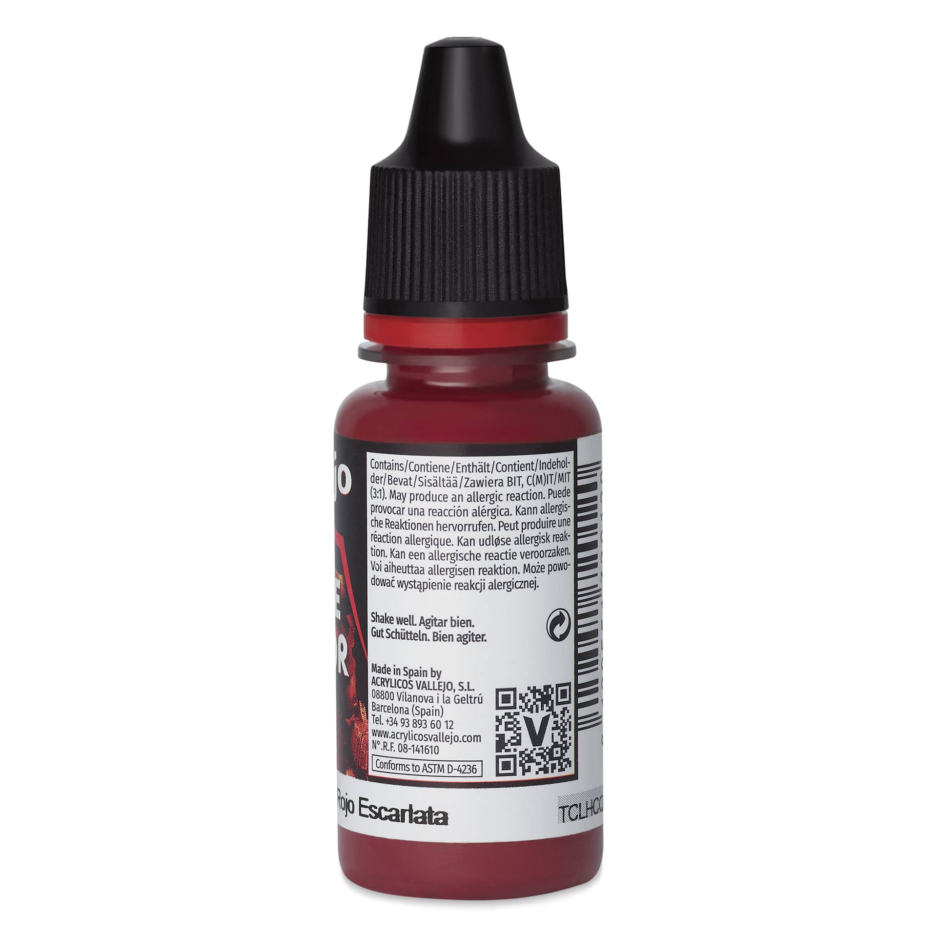 Vallejo Game Color Acrylic Paint - Scarlet Red, 18 ml - back