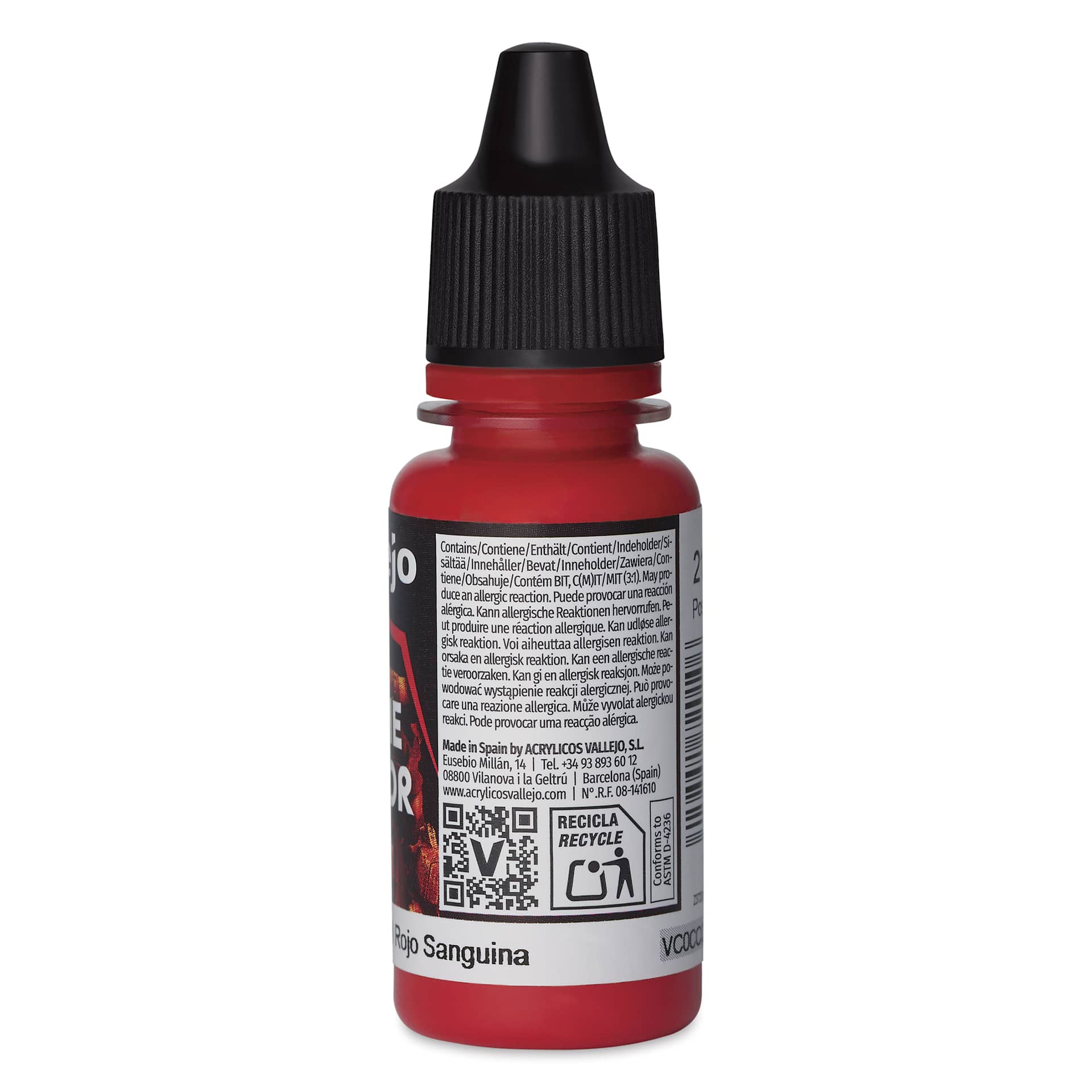 Vallejo Game Color Acrylic Paint - Bloody Red, 18 ml - back