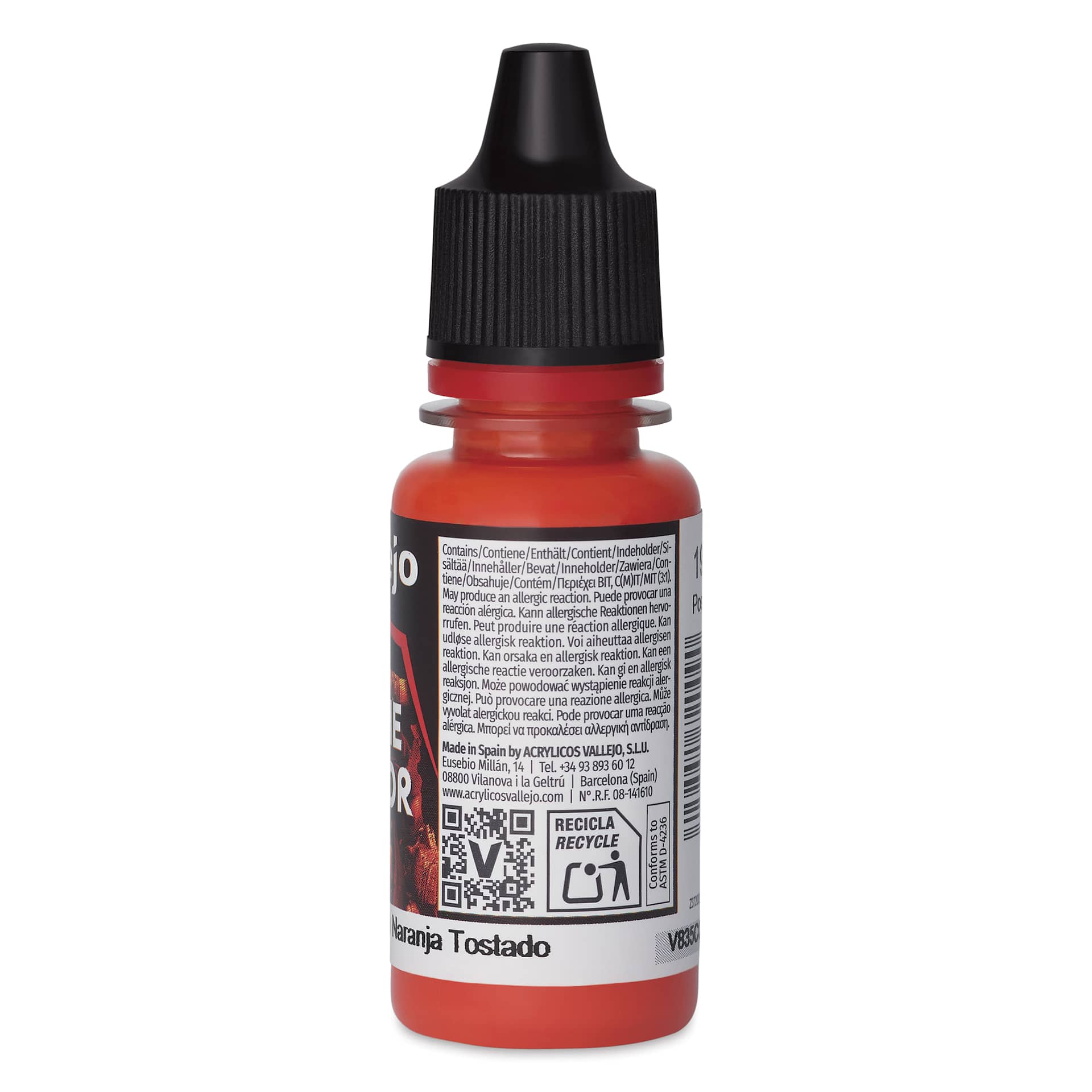 Vallejo Game Color Acrylic Paint - Hot Orange, 18 ml - back