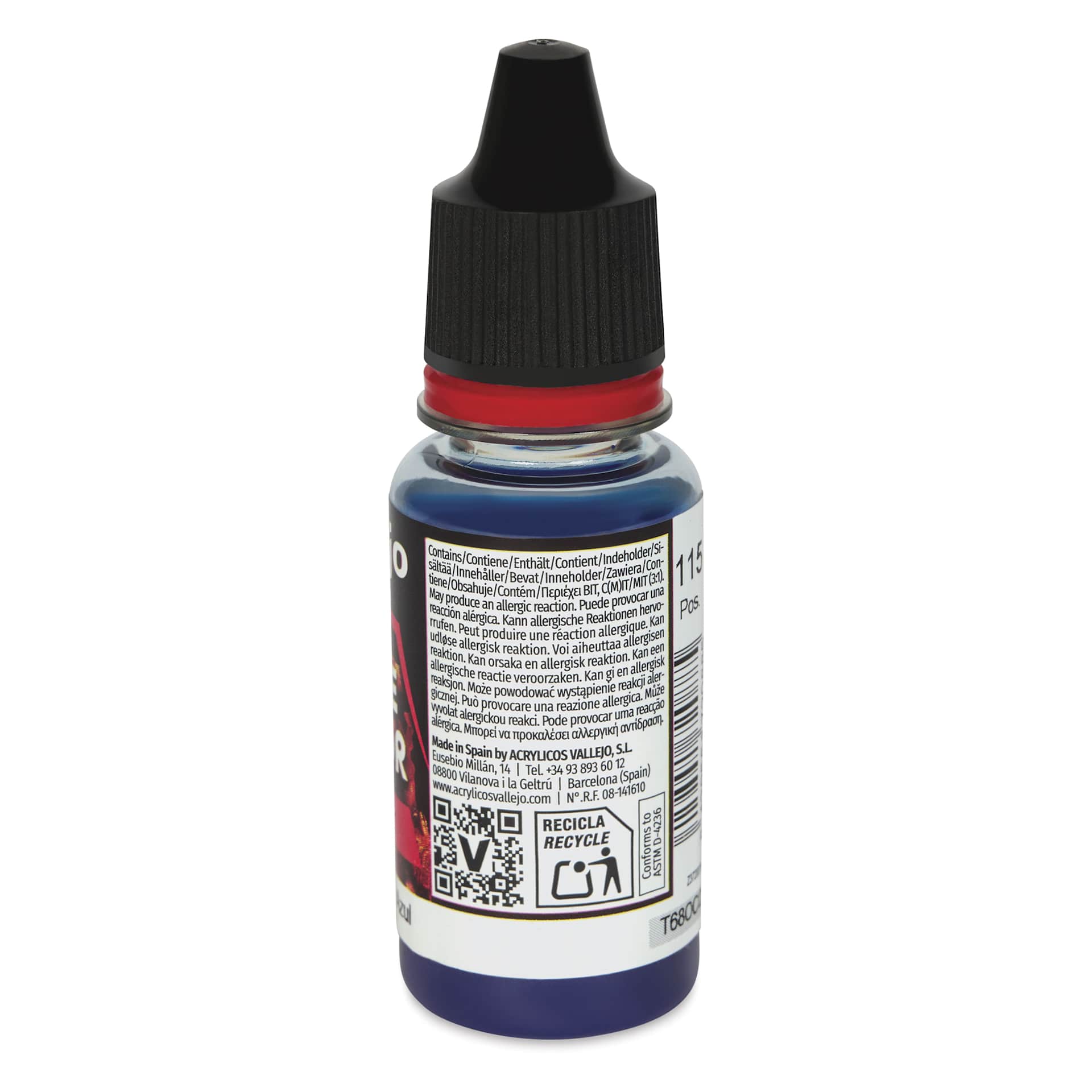 Vallejo Game Color Acrylic Ink - Blue, 18 ml - side of bottle