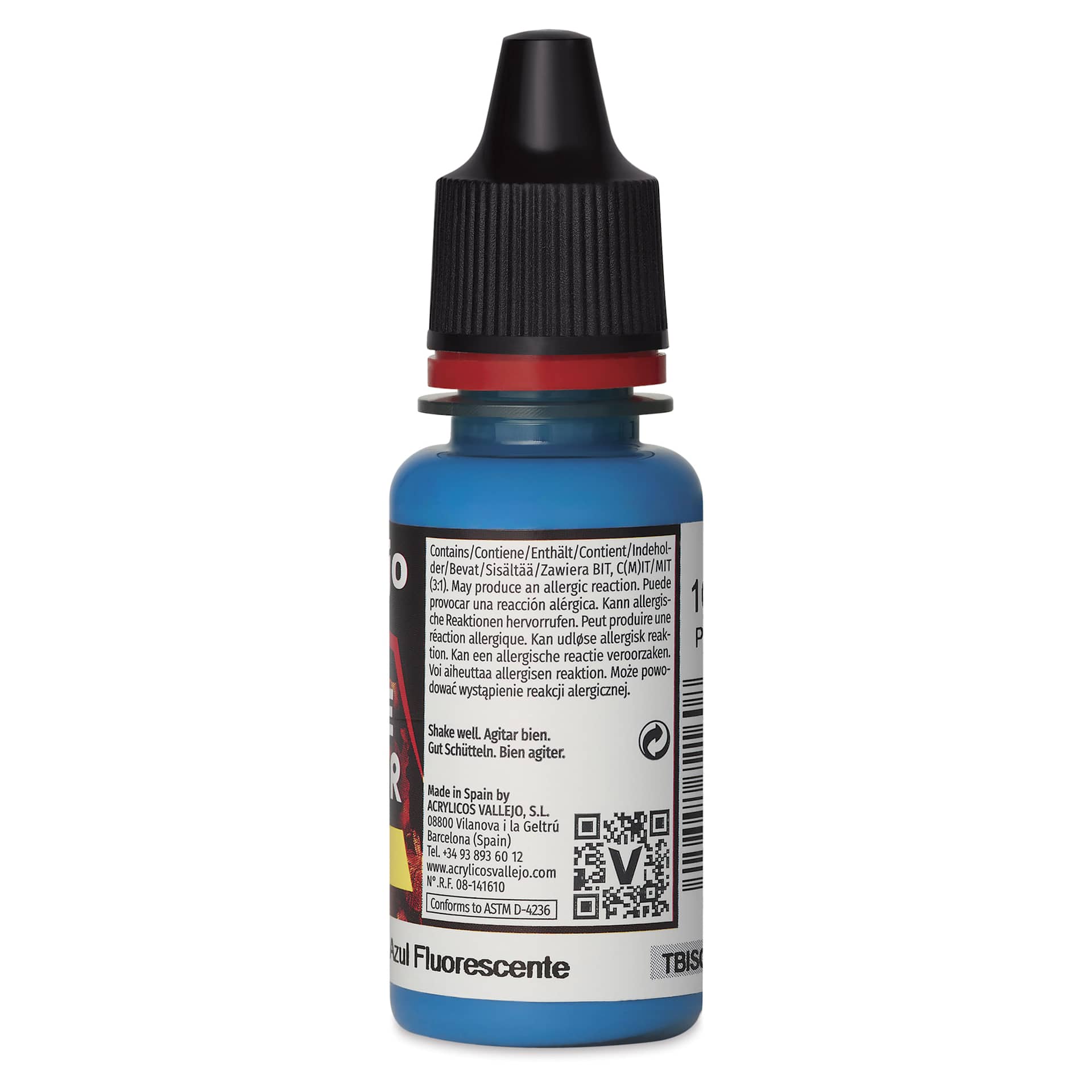 Vallejo Game Color Acrylic Paint - Fluorescent Blue, 18 ml - back