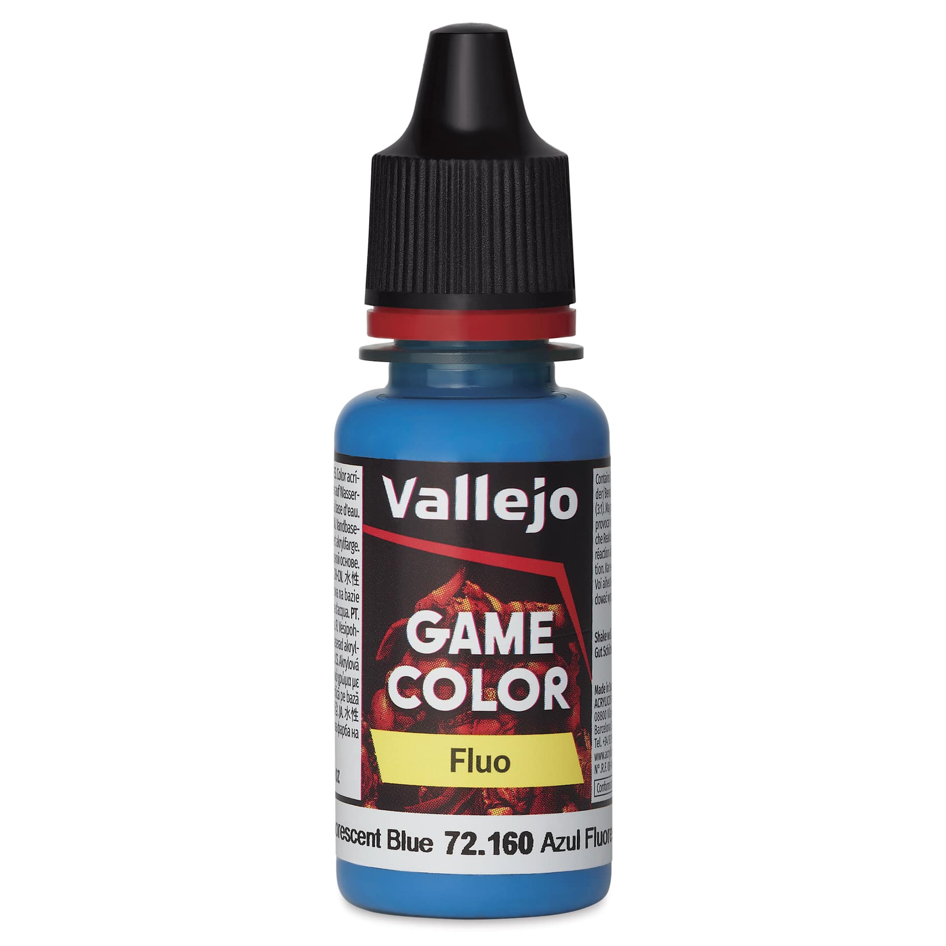 Vallejo Game Color Acrylic Paint - Fluorescent Blue, 18 ml - front