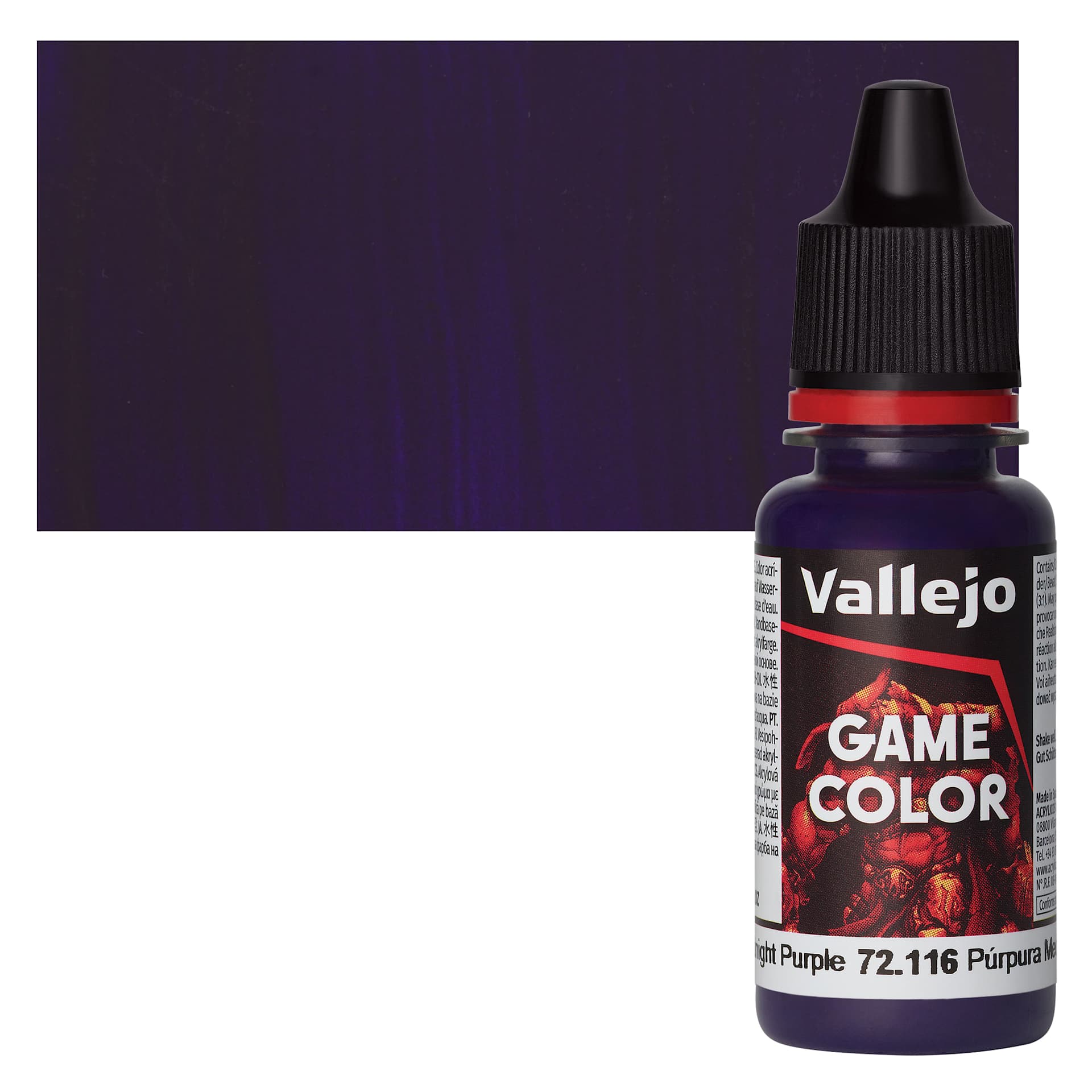 Vallejo Game Color Acrylic Paint - Midnight Purple - Bottle and Swatch
