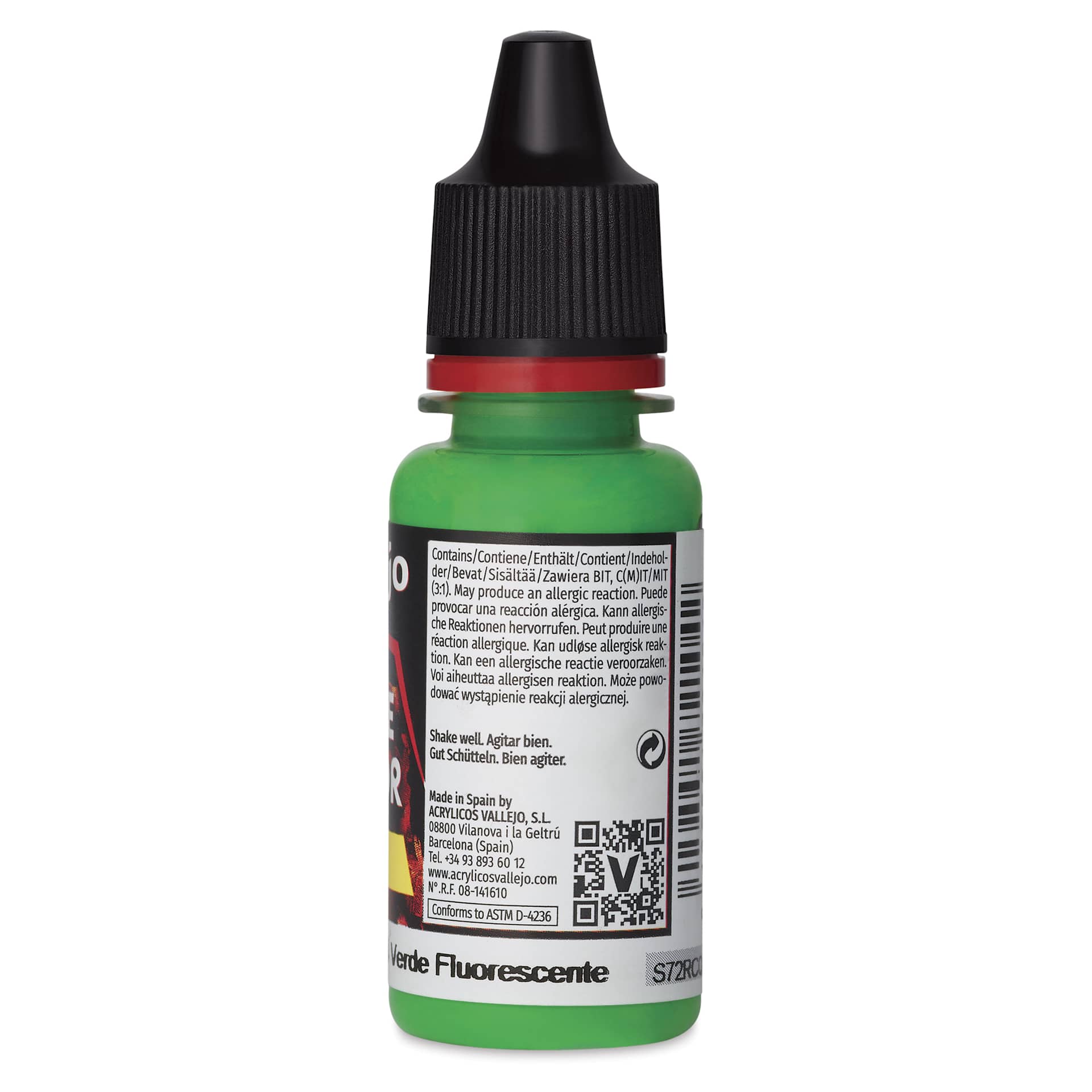 Vallejo Game Color Acrylic Paint - Fluorescent Green, 18 ml - back