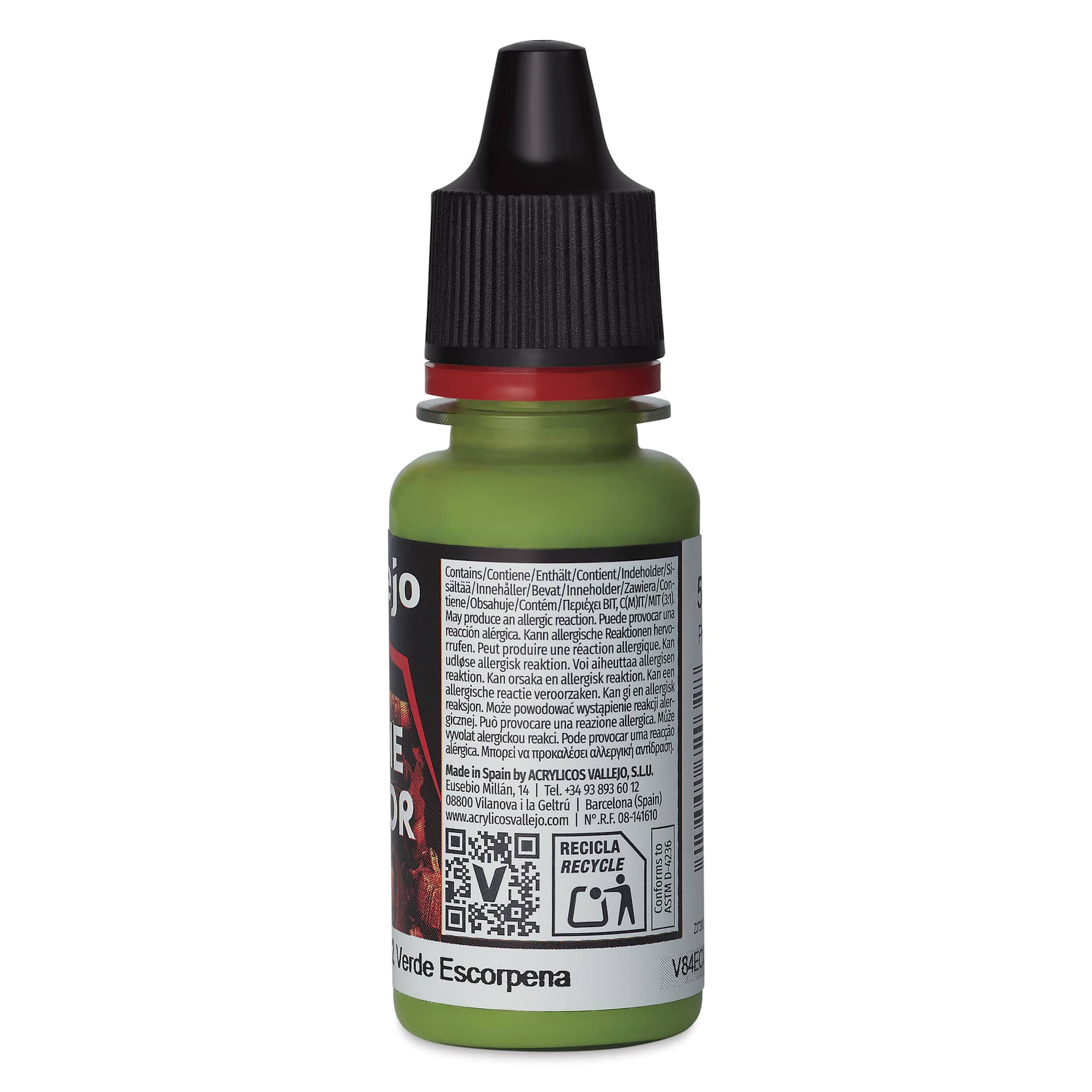 Vallejo Game Color Acrylic Paint - Scorpy Green, 18 ml - back