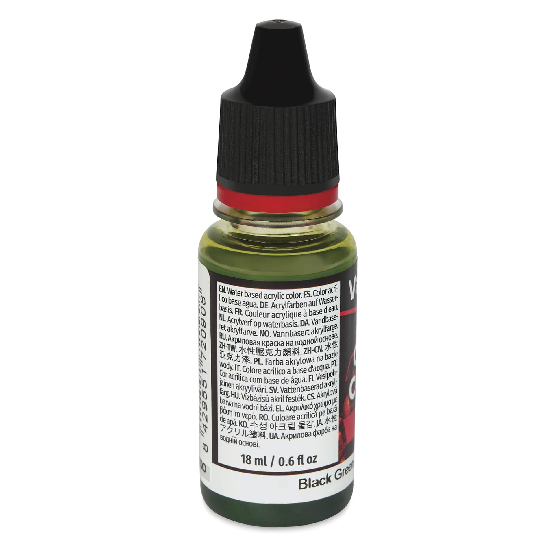 Vallejo Game Color Acrylic Ink - Black Green, 18 ml - back of bottle