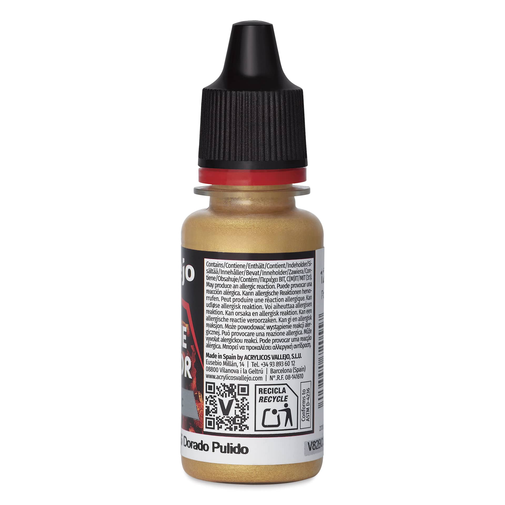 Vallejo Game Color Acrylic Paint - Polished Gold, 18 ml - back