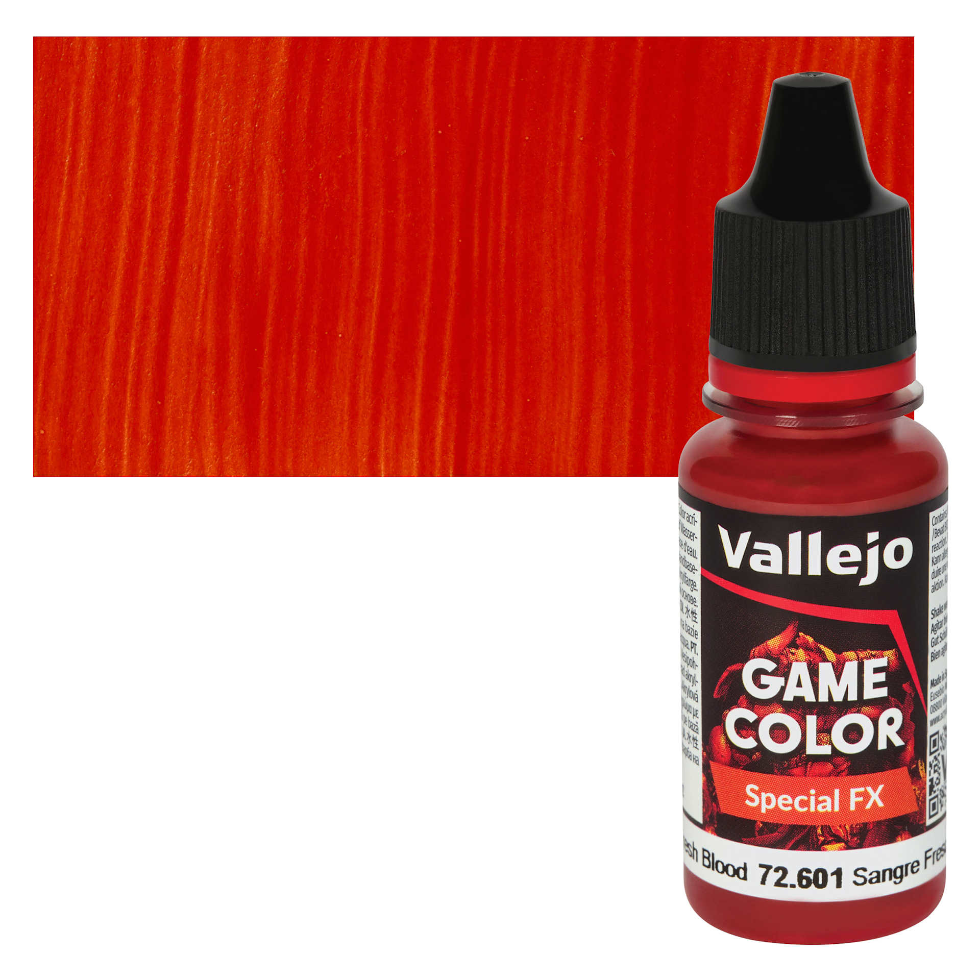 Vallejo Game Color Special FX Acrylic Paint - Fresh Blood - Bottle and Swatch