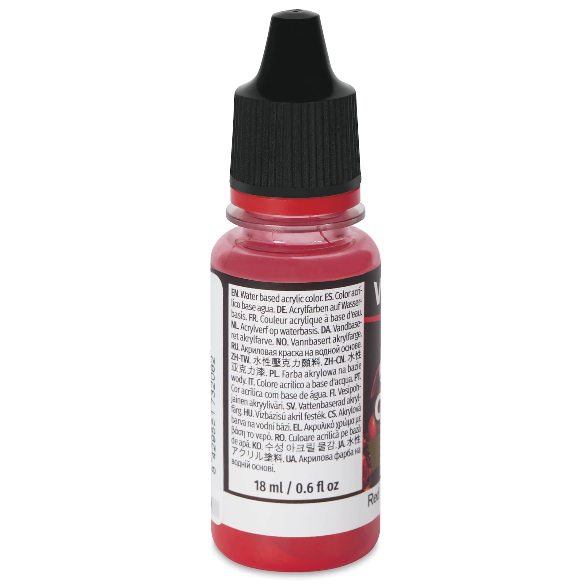 Vallejo Game Color Fluid Acrylic Wash - Red, 18 ml - back of bottle