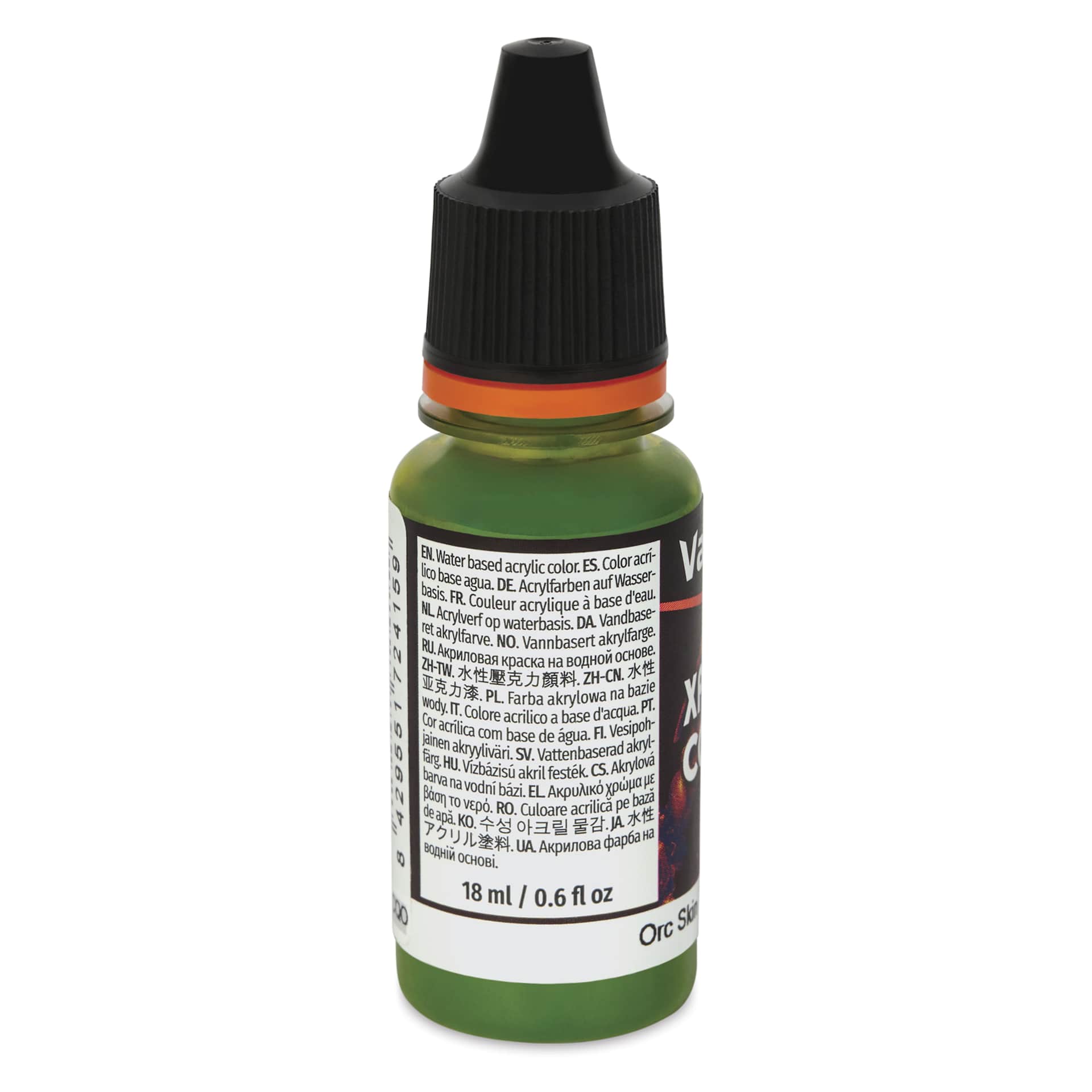 Vallejo Xpress Color Acrylic Paint - Orc Skin, 18 ml - back of bottle