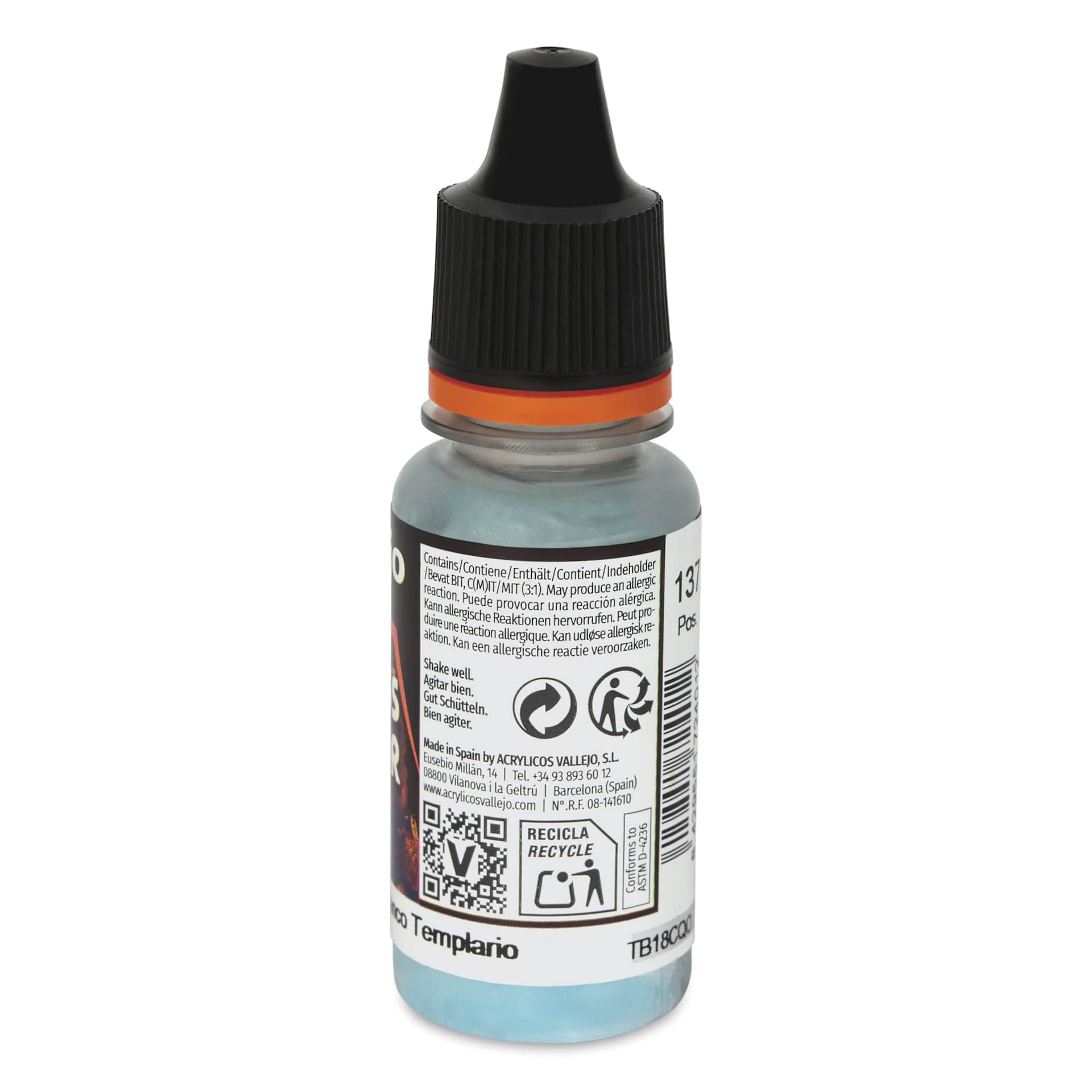 Vallejo Xpress Color Acrylic Paint - Templar White, 18 ml - side of bottle
