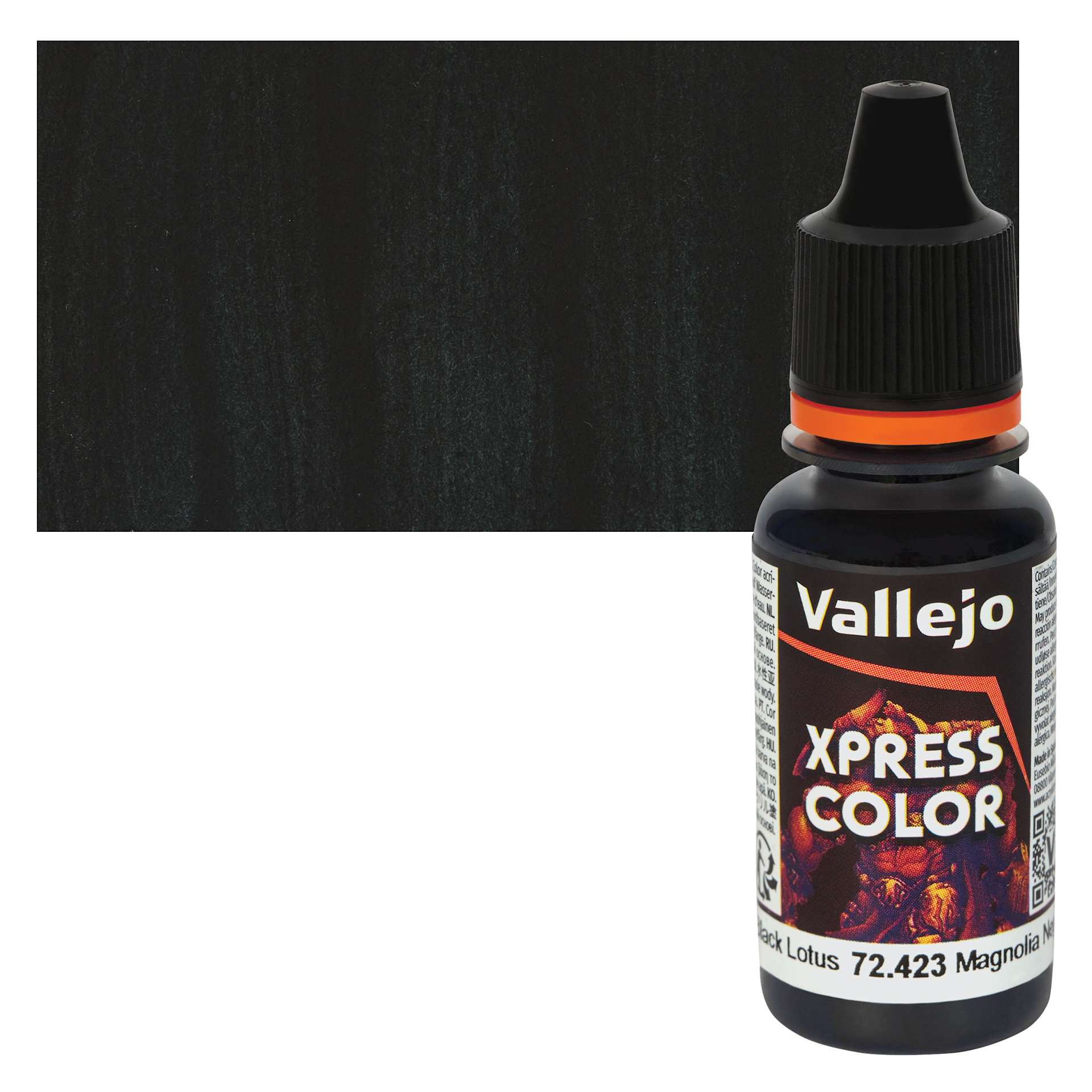 Vallejo Xpress Color Acrylic Paint - Black Lotus, 18 ml bottle and swatch
