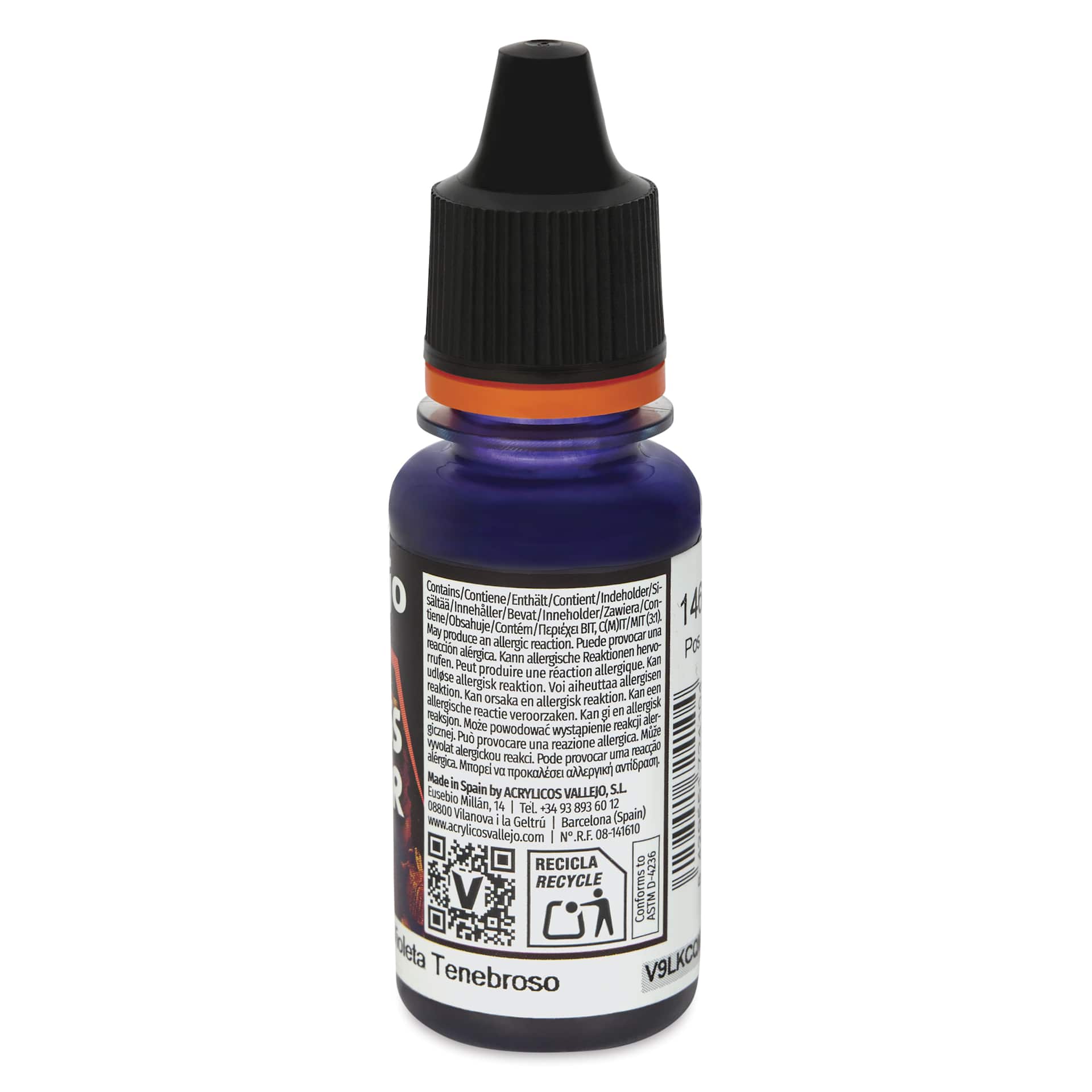 Vallejo Xpress Color Acrylic Paint - Gloomy Violet, 18 ml - side of bottle