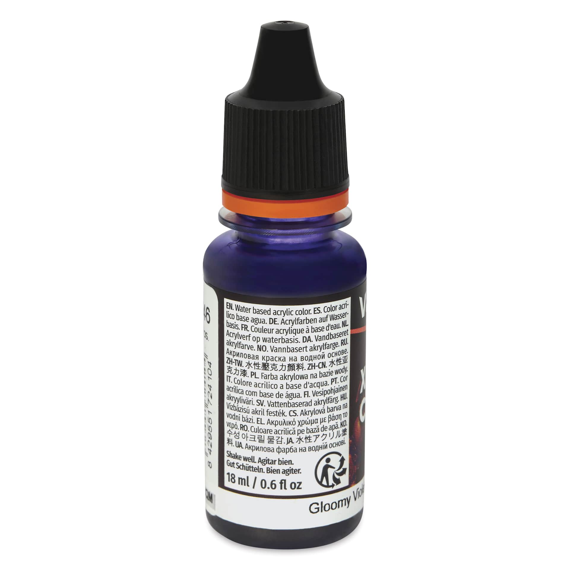 Vallejo Acrylic Xpress Color Paint - Gloomy Violet, 18 ml - back of bottle