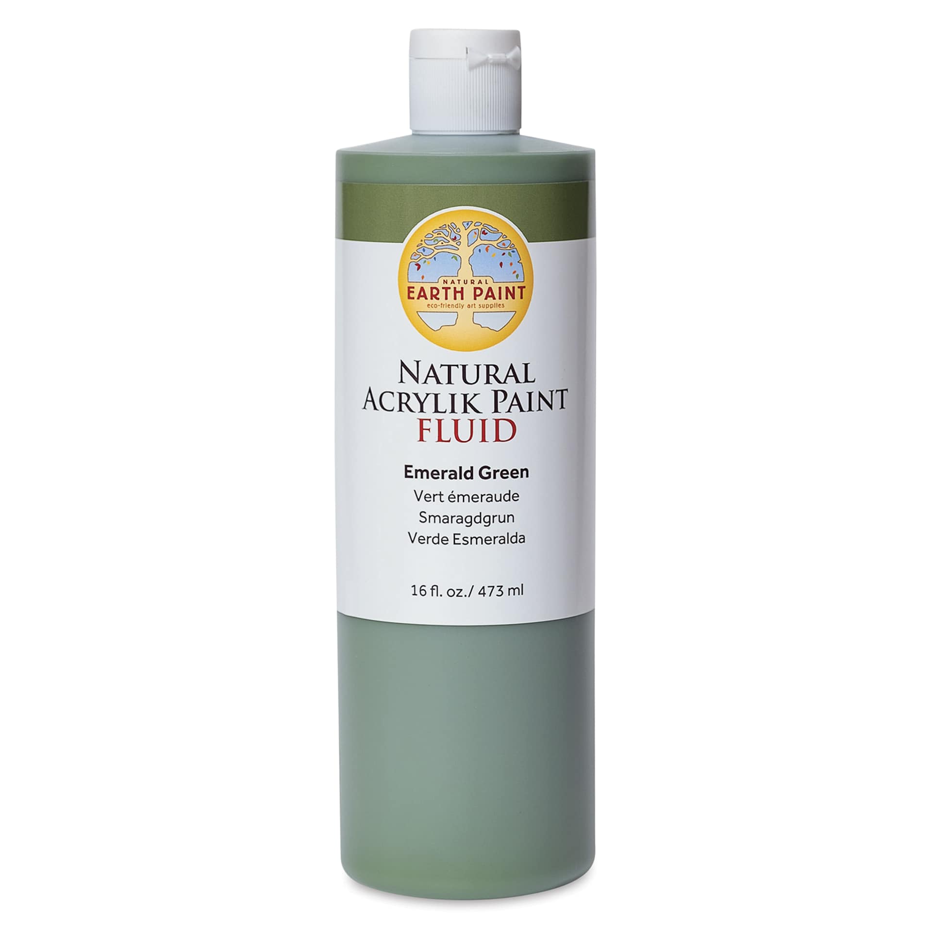 Natural Earth Paint Natural Fluid Acrylik Paint - Emerald Green, 473 ml - front of bottle