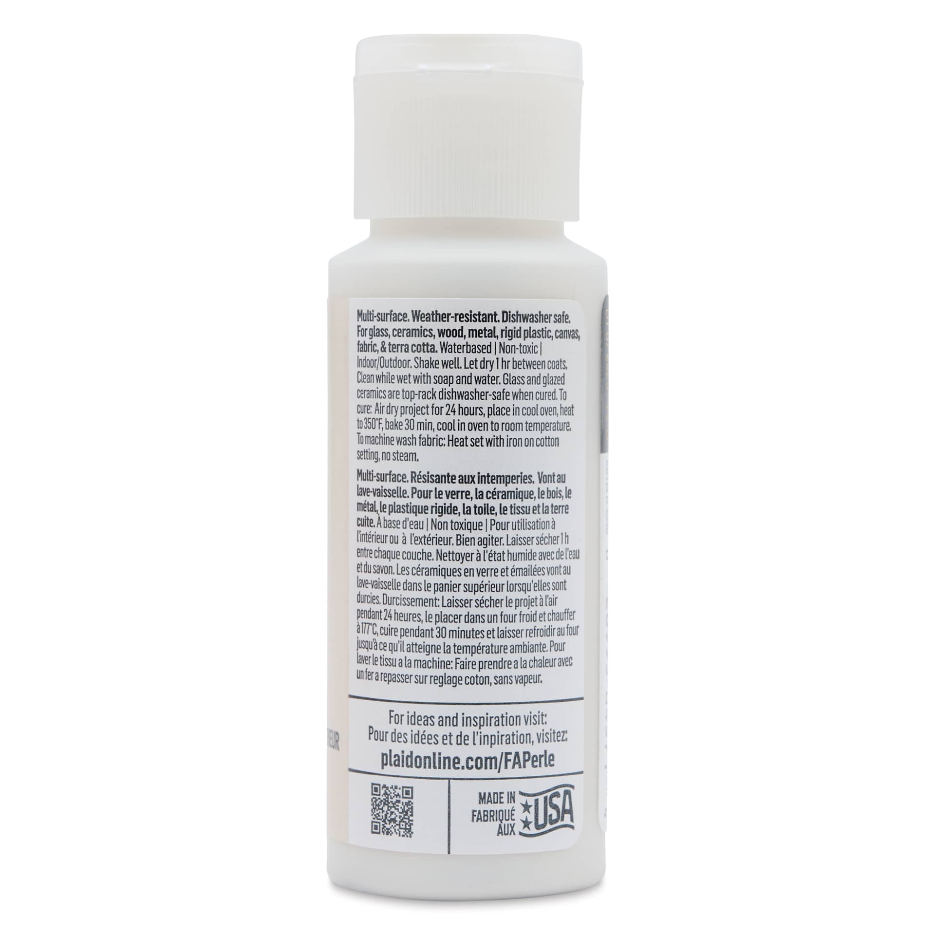 FolkArt Perle Acrylic Paint - Mother of Pearl, 2 oz back of bottle