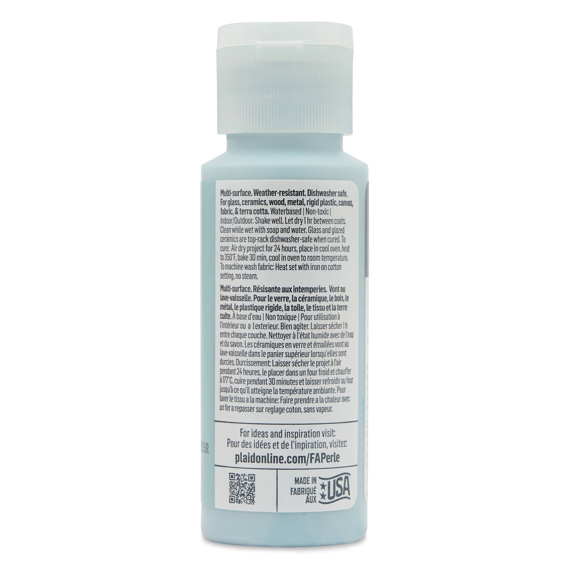 FolkArt Perle Acrylic Paint - Kissed by Mist, 2 oz back of bottle