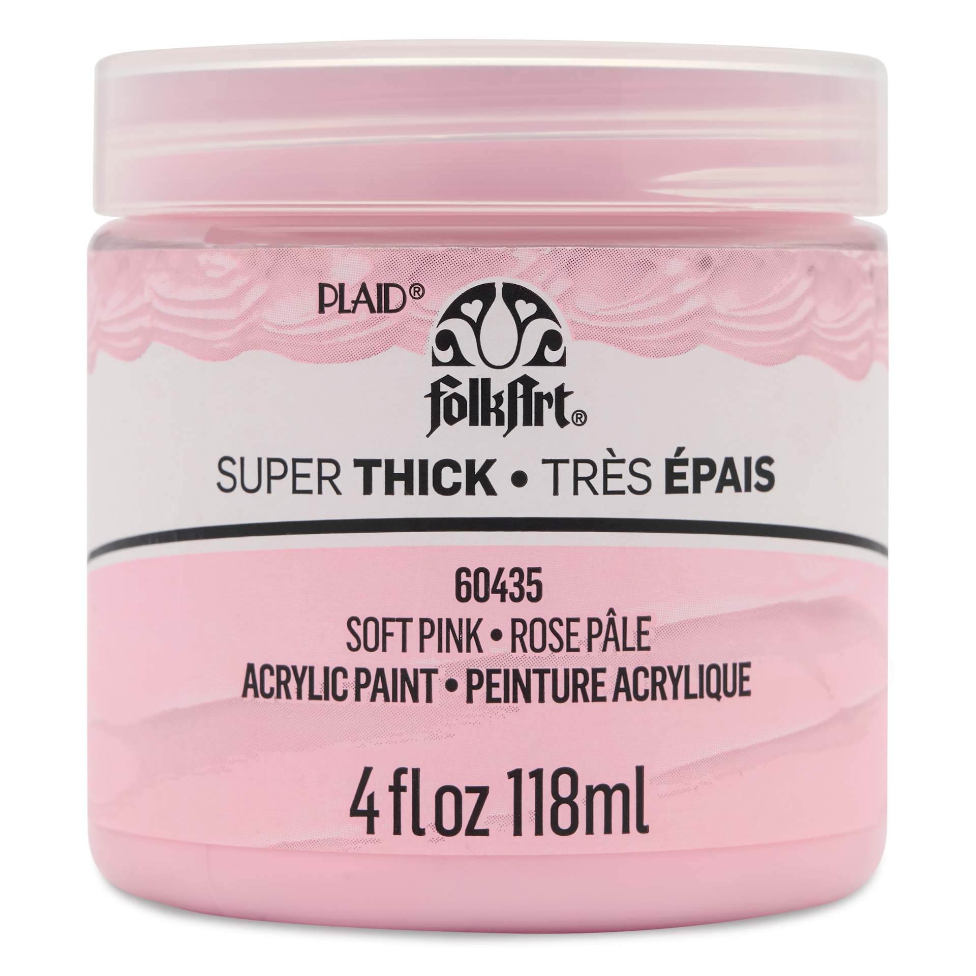 FolkArt Super Thick Acrylic Paint - Soft Pink, 4 oz jar, front of jar