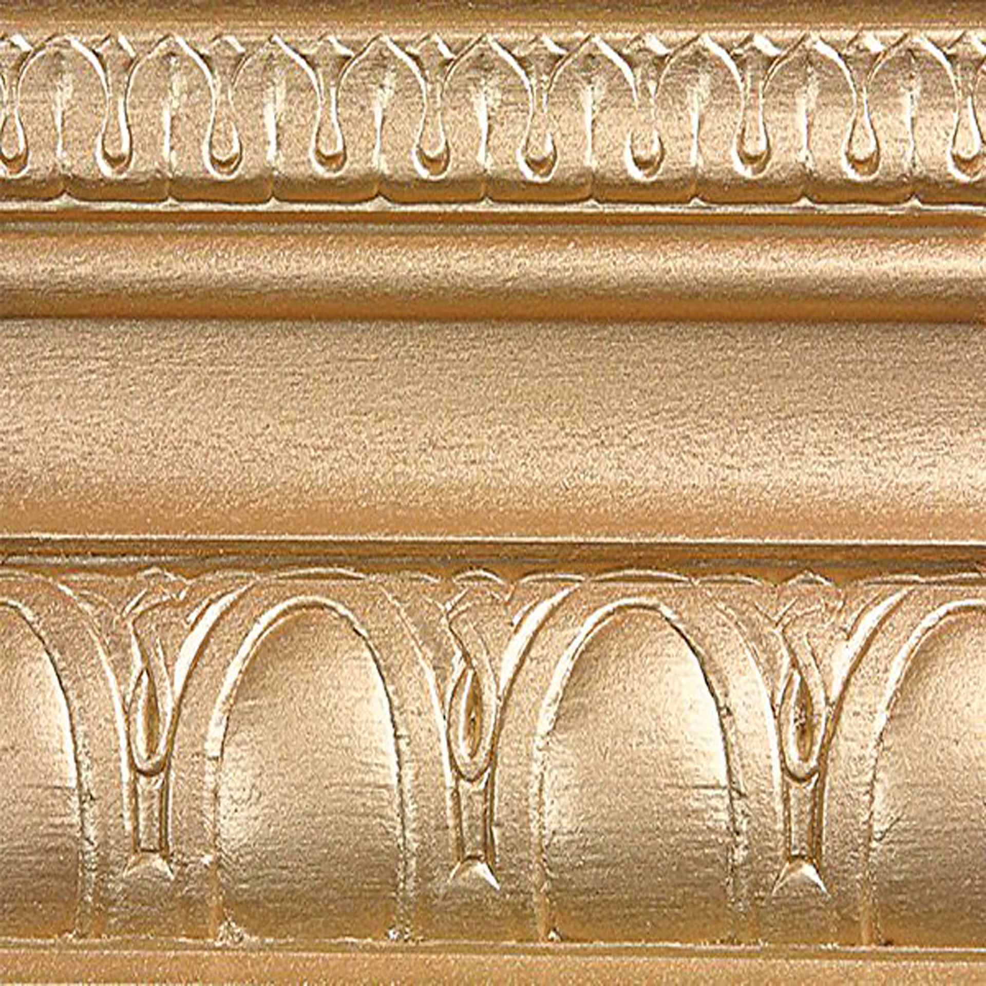 Modern Masters Metallic Paint - Gold Rush painted on a piece of trim