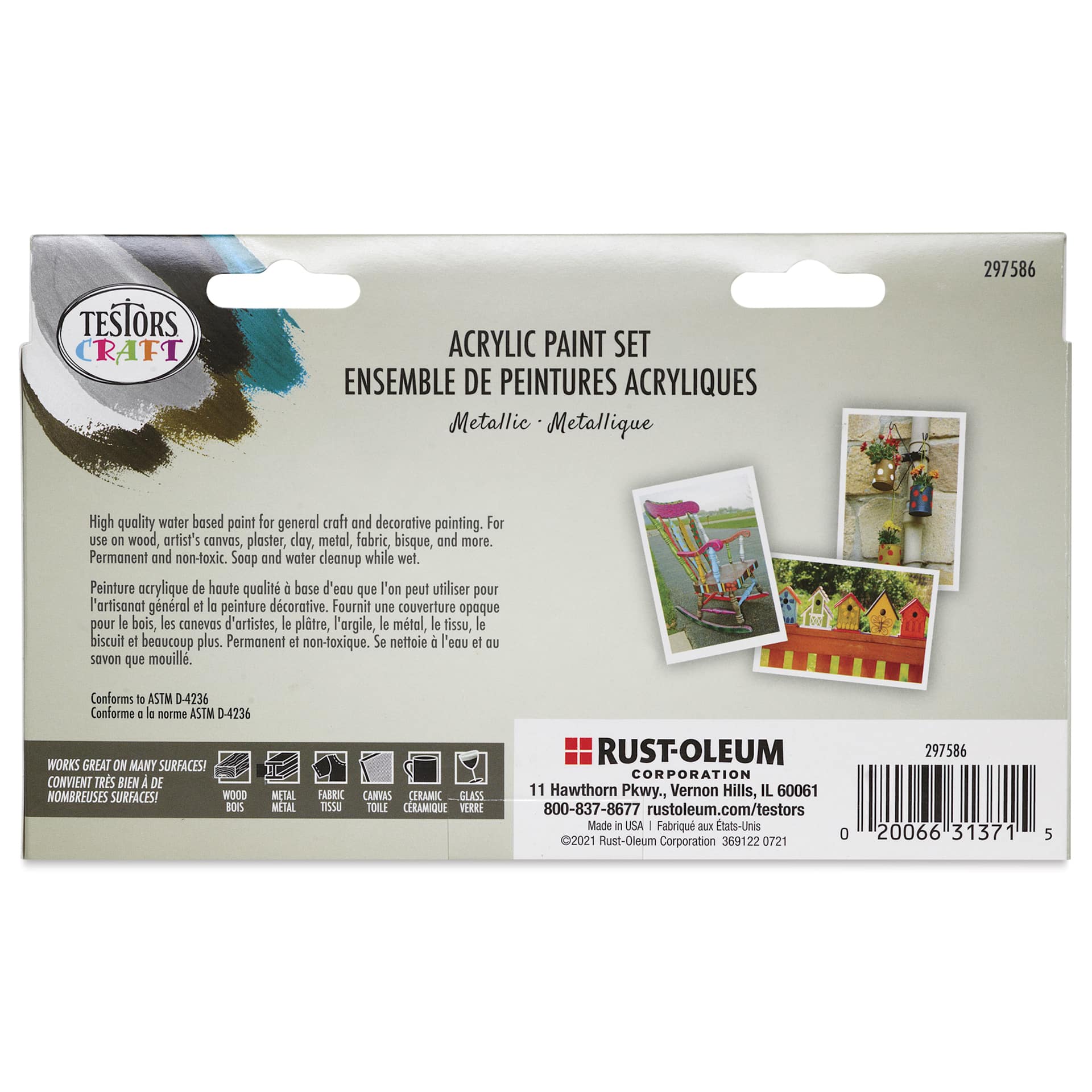 Testors Craft Acrylic Paint - Set of 6, Metallic Colors back of package