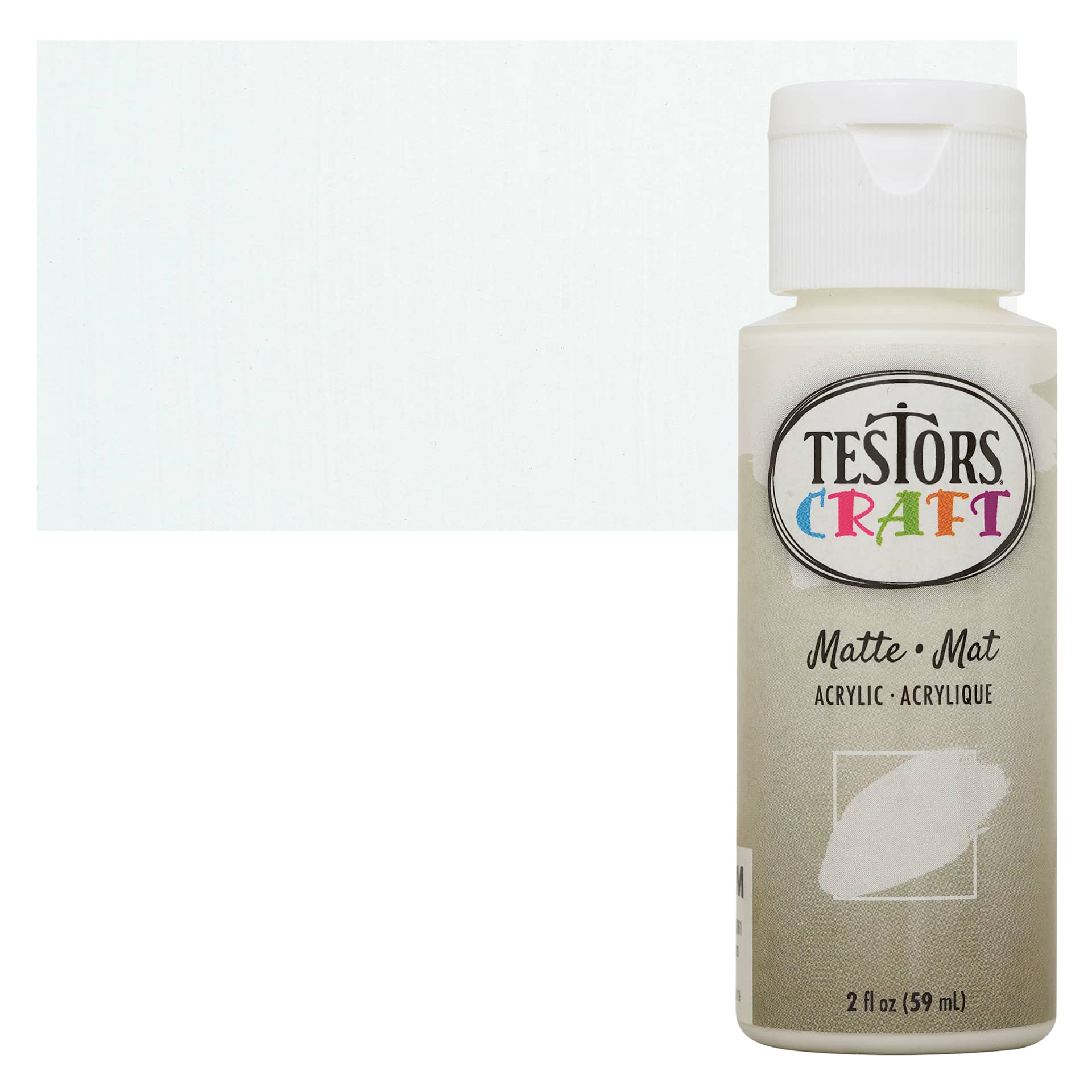 Testors Craft Acrylic Paint - White, 2 oz Bottle and swatch