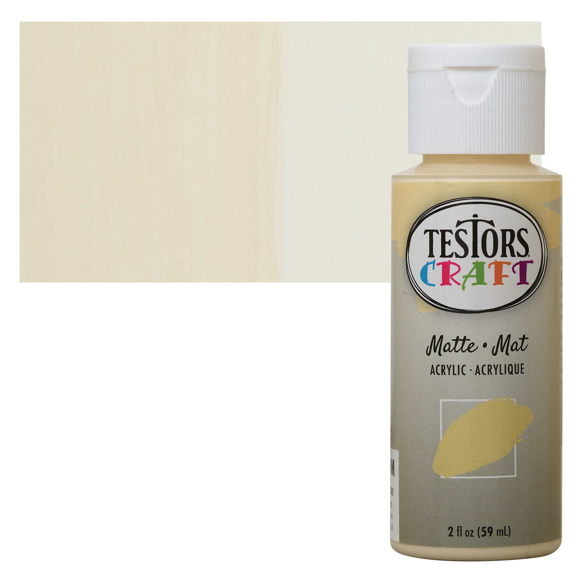 Testors Craft Acrylic Paint - French Vanilla, 2 oz Bottle and swatch