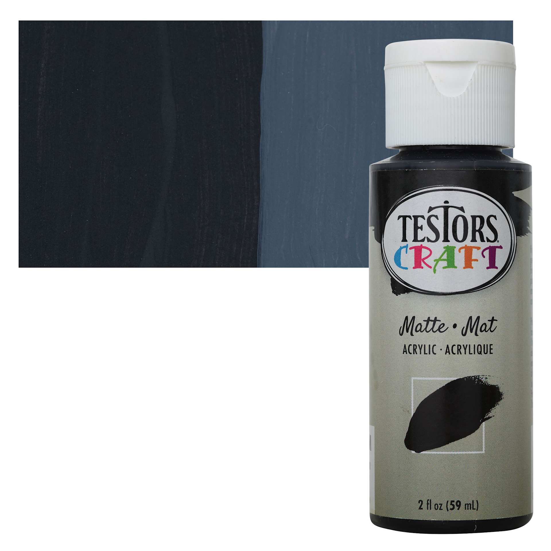 Testors Craft Acrylic Paint - Black, 2 oz Bottle and swatch