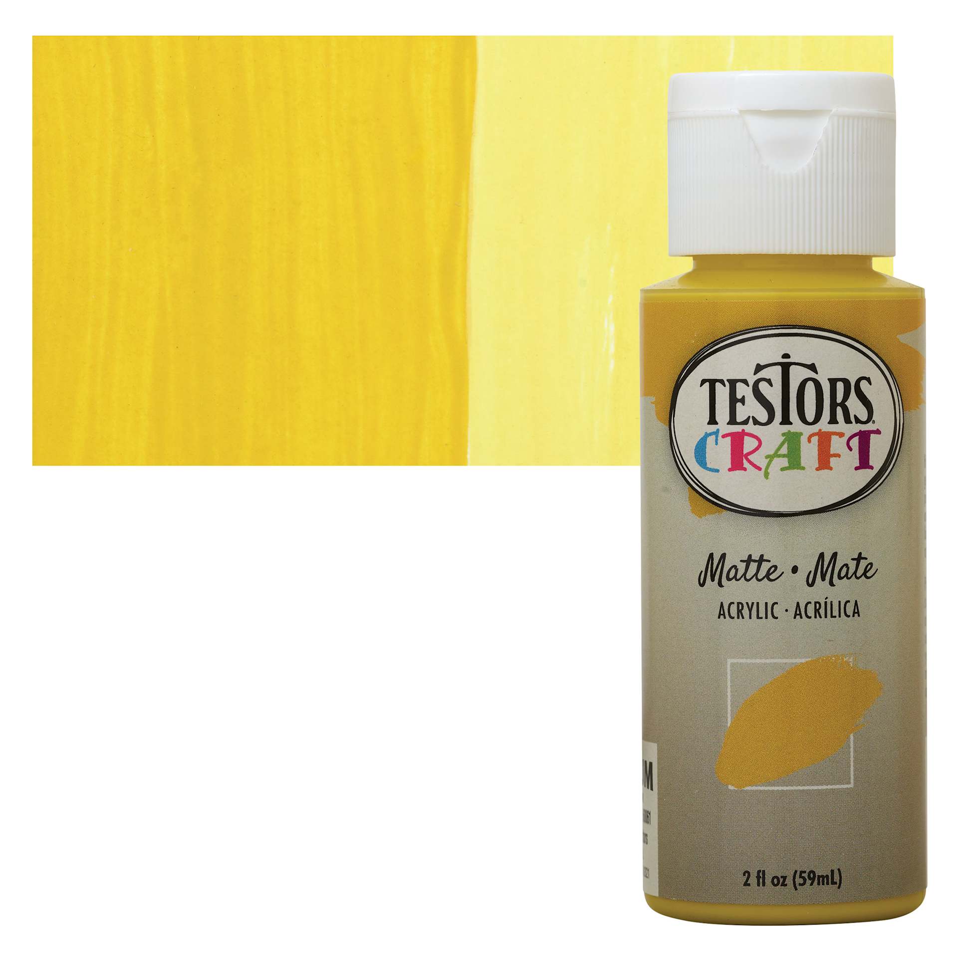 Testors Craft Acrylic Paint - Daffodil, 2 oz Bottle and swatch