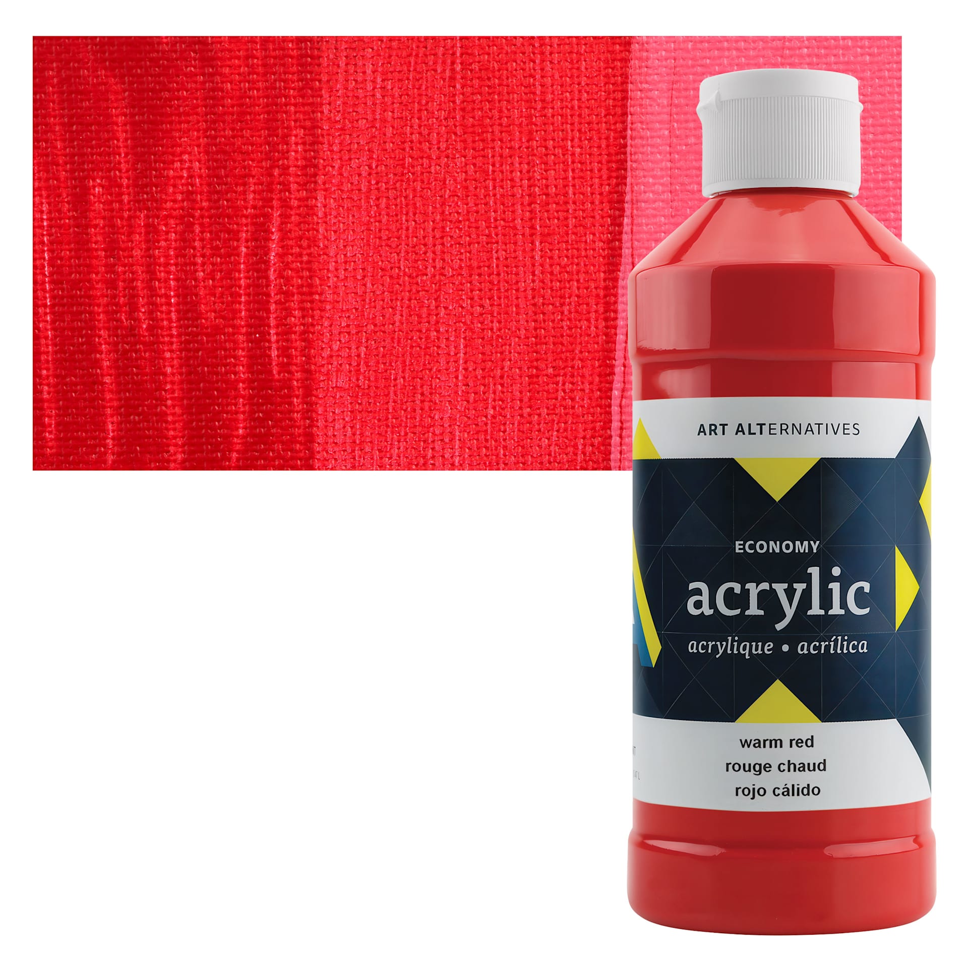 Art Alternatives Economy Acrylic - Warm Red, 475 ml bottle and swatch