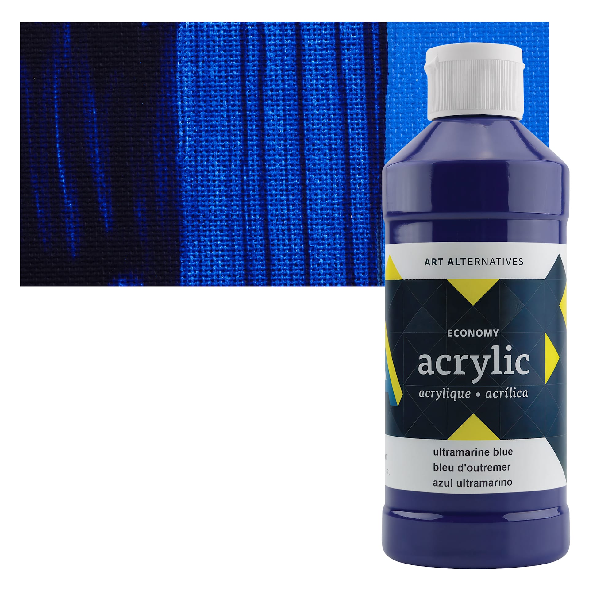 Art Alternatives Economy Acrylic - Ultramarine Blue, 475 ml bottle and swatch