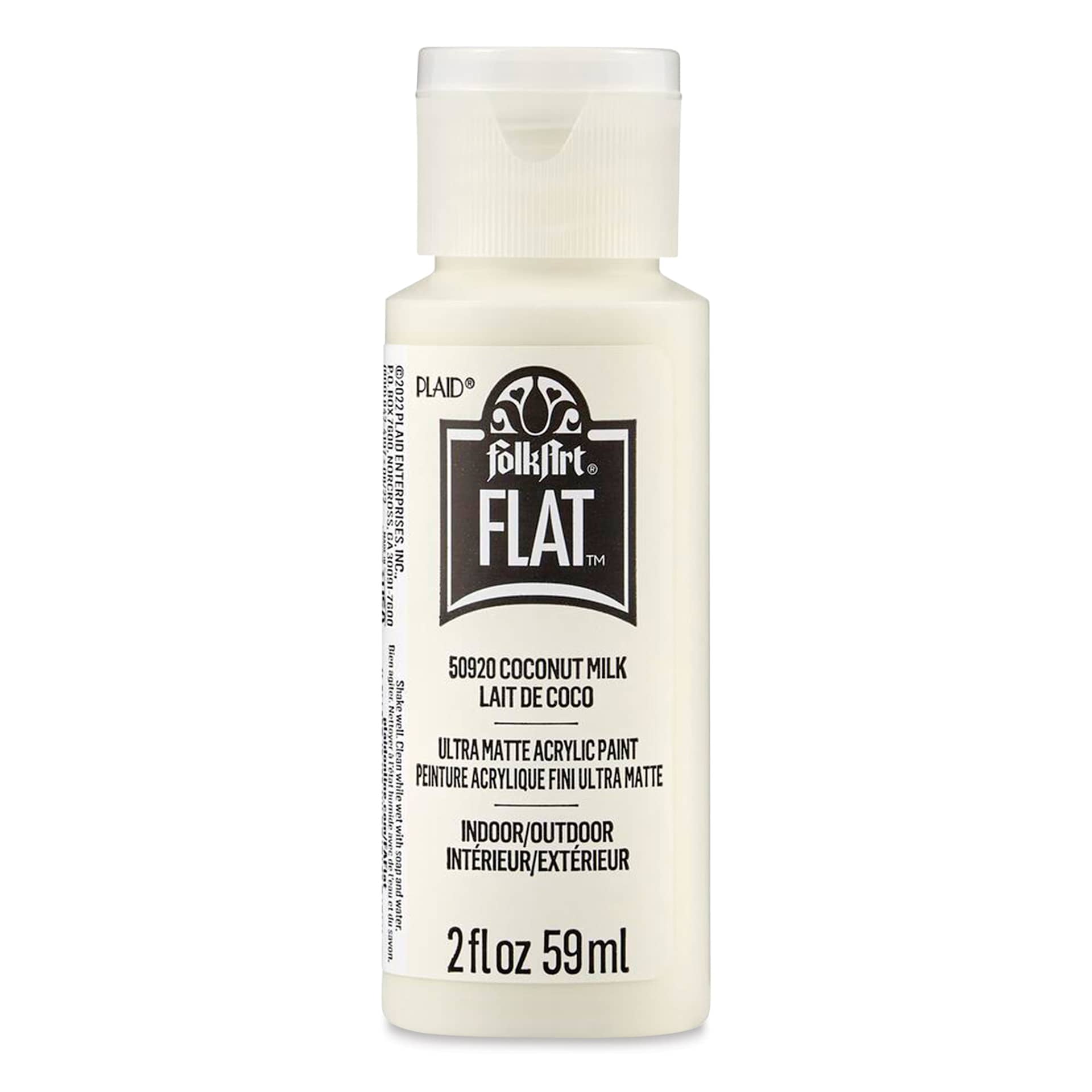 FolkArt Flat Ultra Matte Acrylic Paint - Coconut Milk, 2 oz, front of bottle