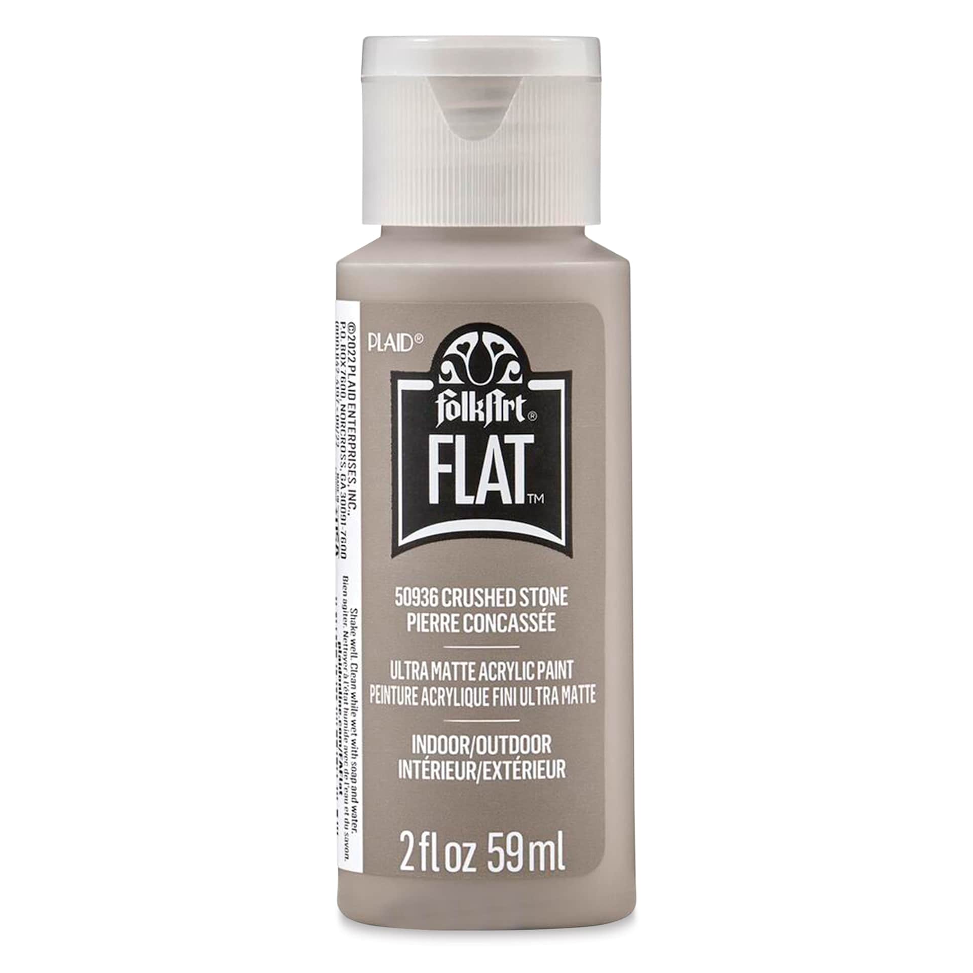 FolkArt Flat Ultra Matte Acrylic Paint - Crushed Stone, 2 oz, front of bottle