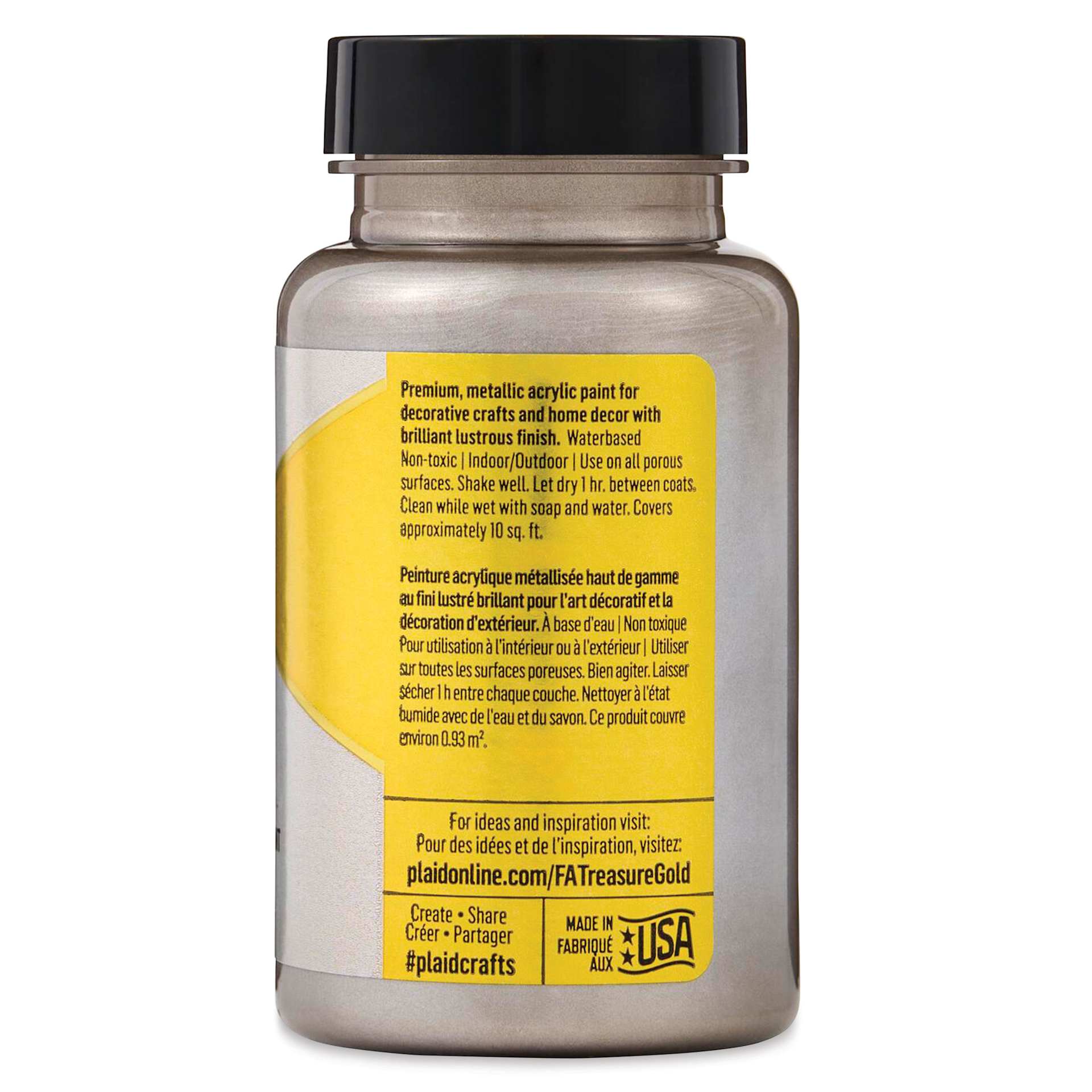 FolkArt Treasure Gold Acrylic Paint - Champagne, 4 oz Jar, back