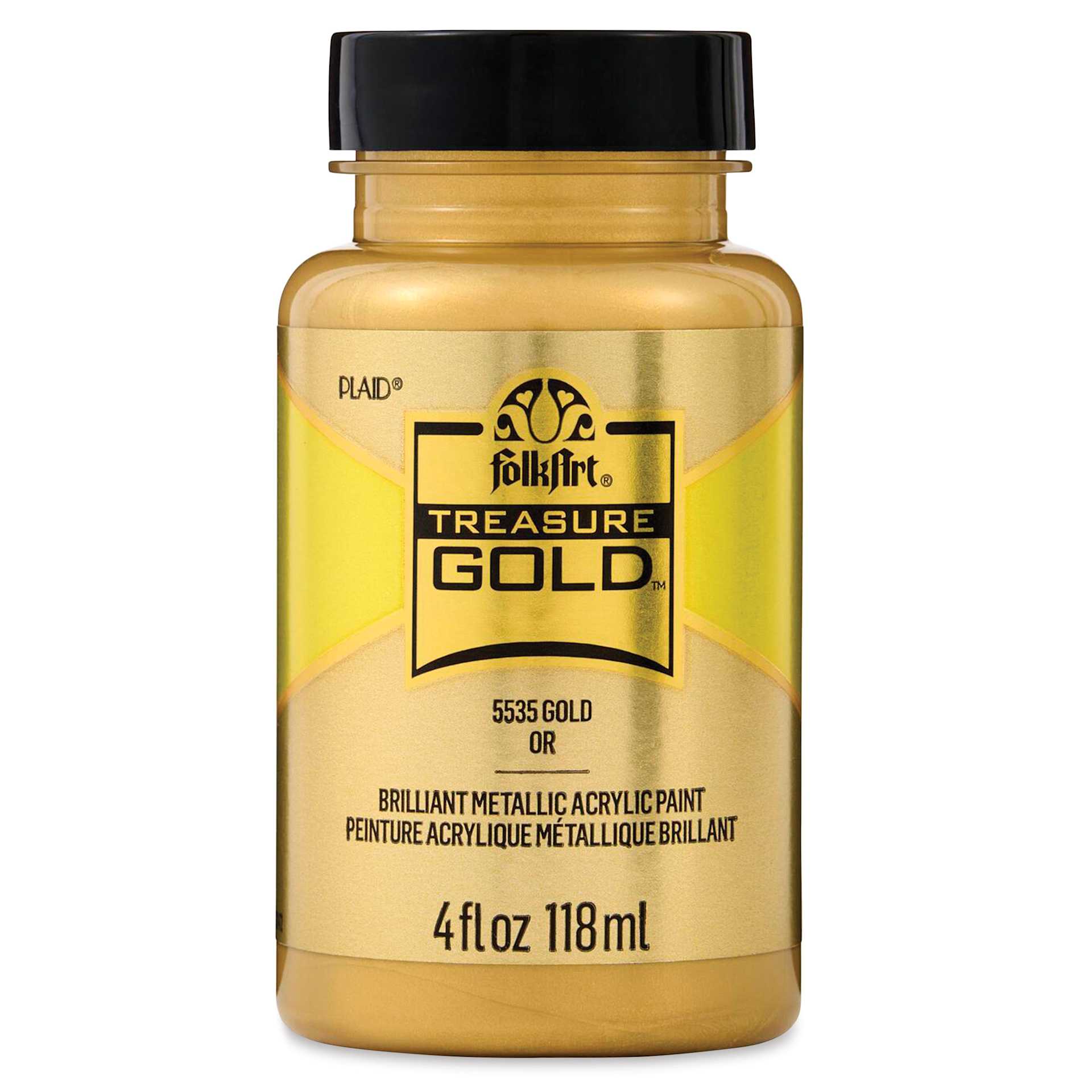FolkArt Treasure Gold Acrylic Paint - Gold, 4 oz Jar, front